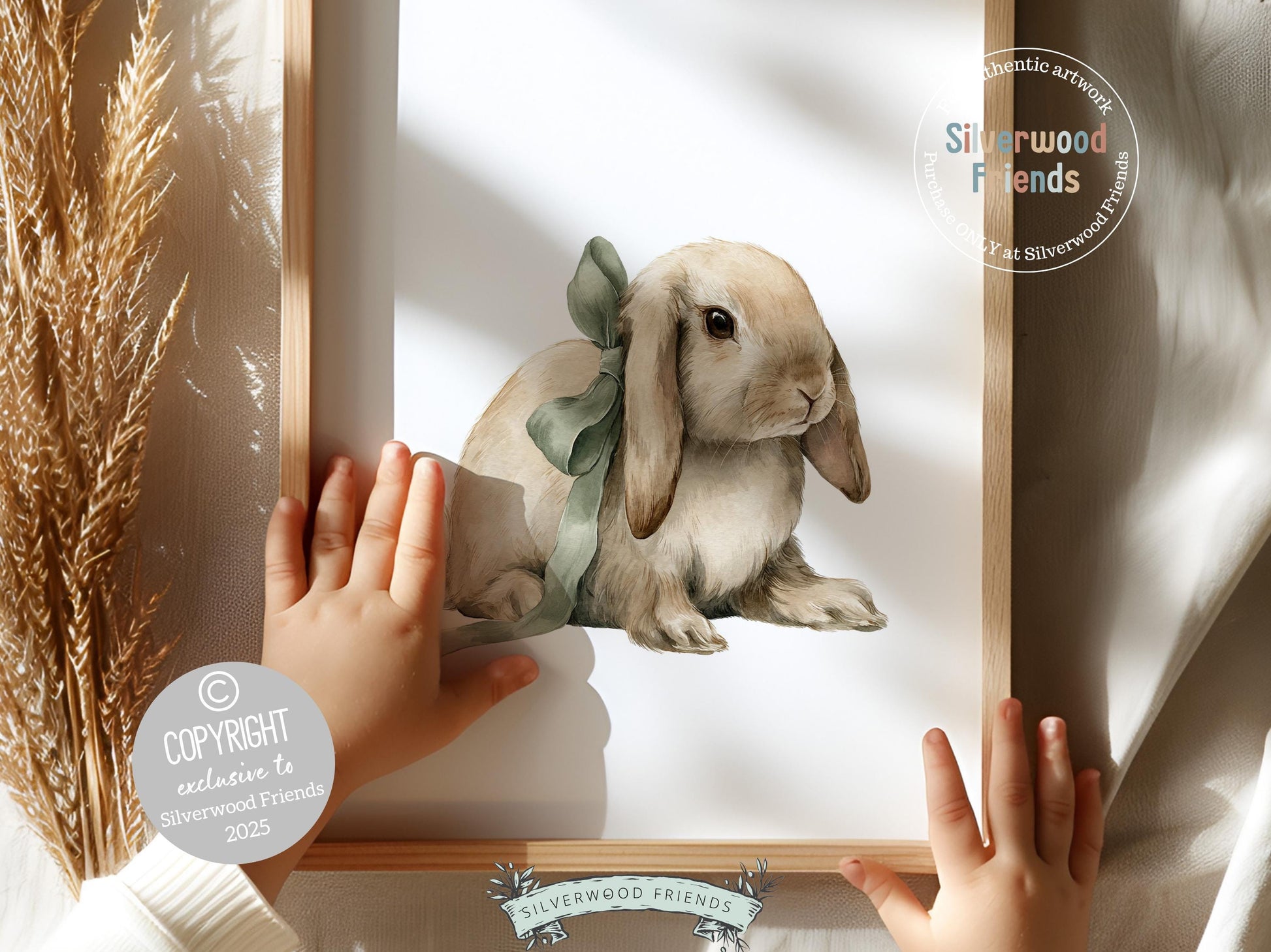 Bunny Nursery Prints, Sage Green Woodland Bunny Nursery Decor, Neutral Nursery Wall Art, Easter Decor Poster, Spring Artwork Digital Print