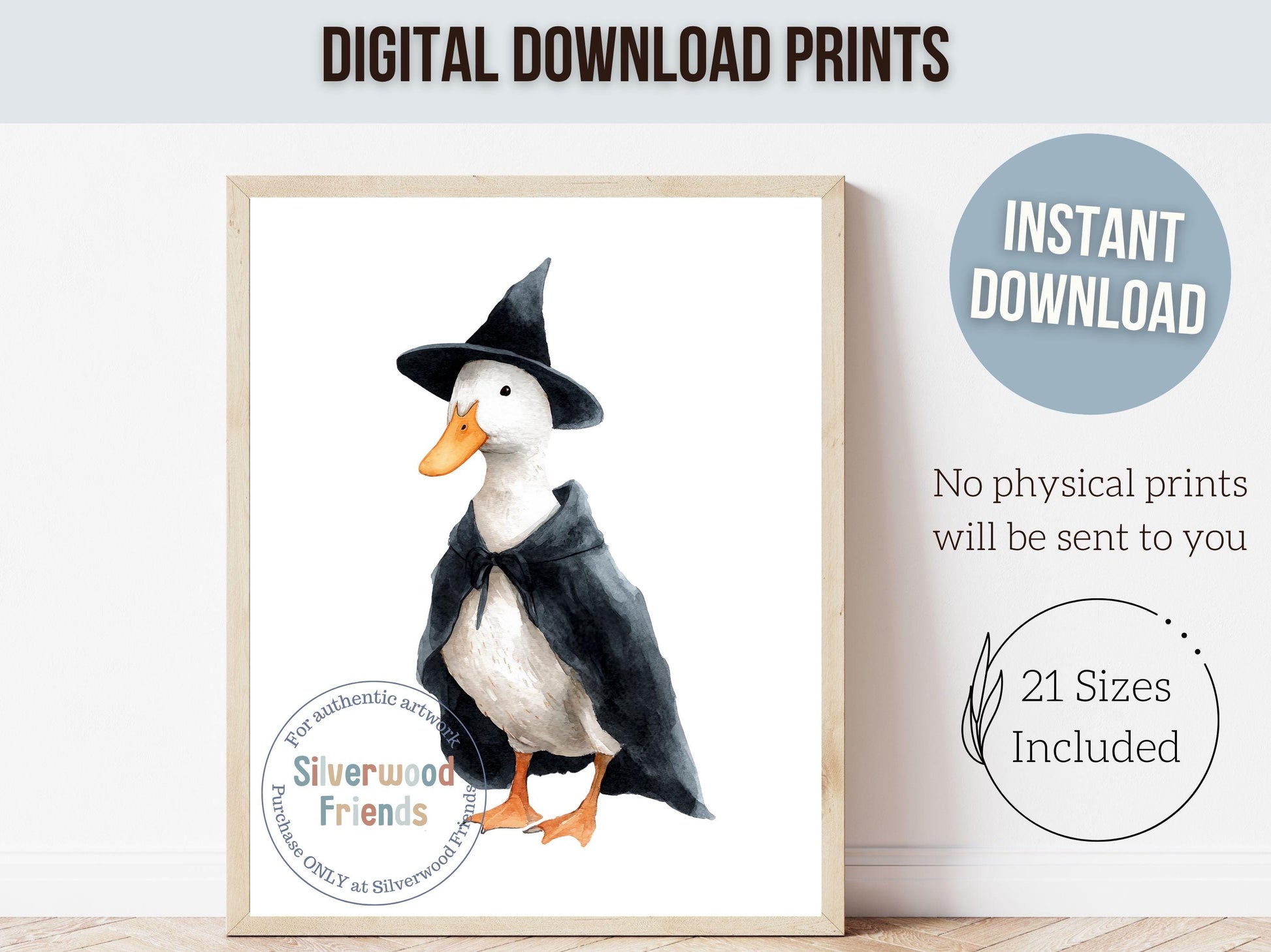 Set of 3 Duck Halloween Nursery Prints, Spooky Duck Nursery Decor, Halloween Nursery Wall Art, Kids Farm Animal Wall Decor Digital Print
