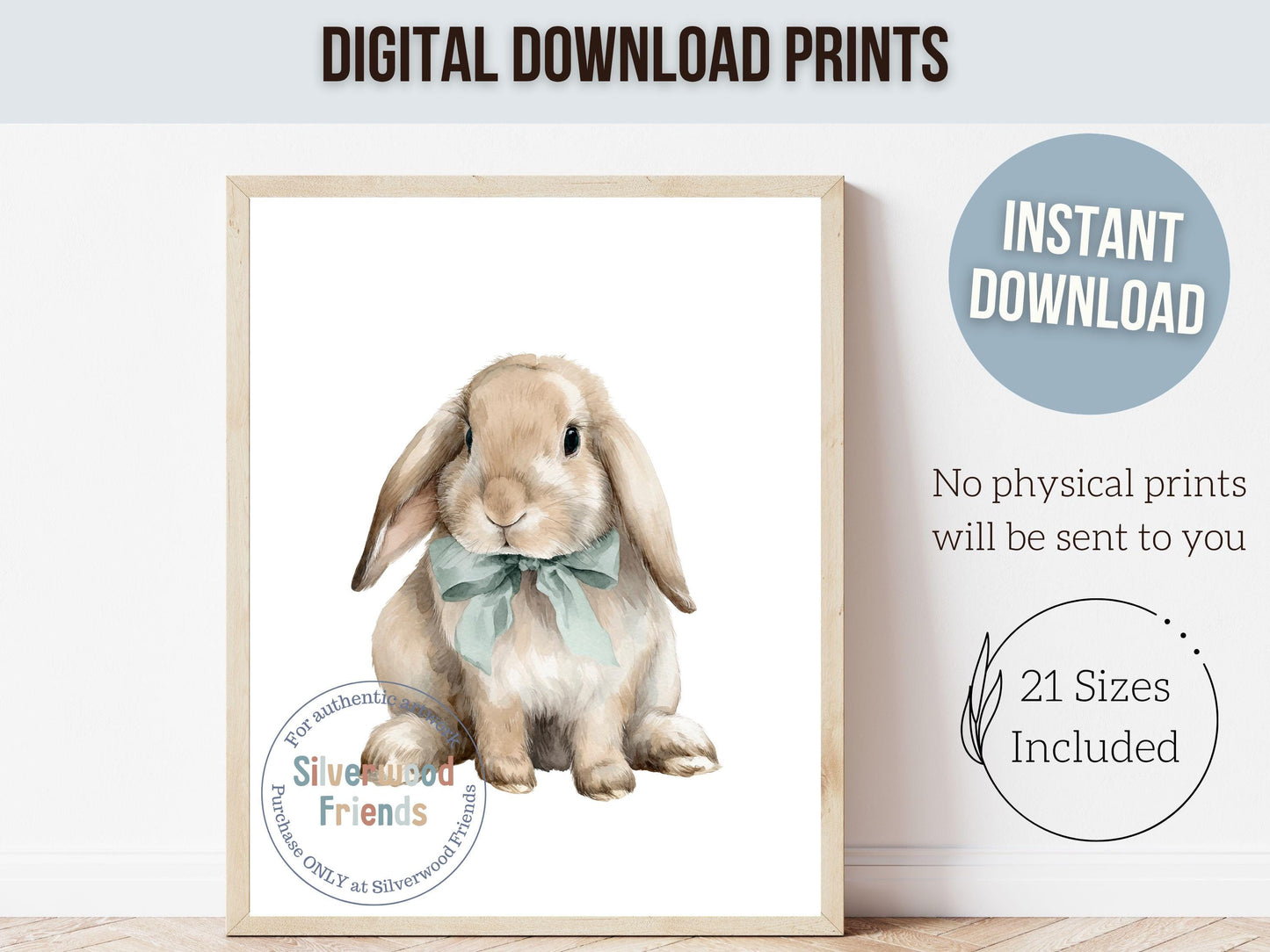Baby Boys Bunny Nursery Prints, Baby Boy Woodland Bunny Nursery Decor, Nursery Wall Art, Easter Decor Poster, Spring Artwork Digital Print
