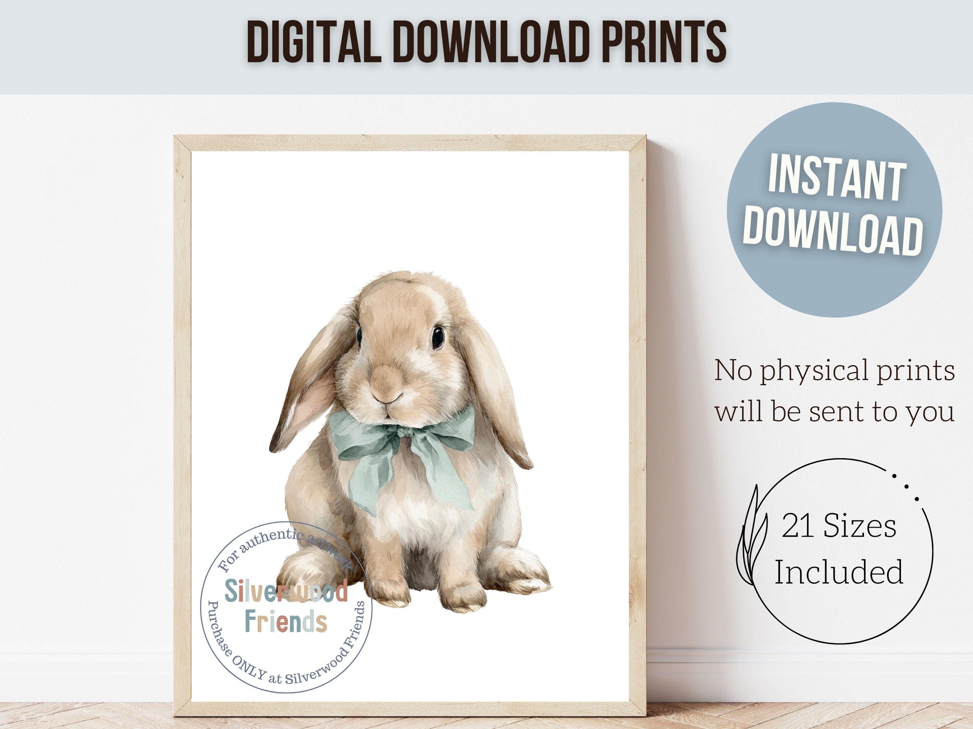 Baby Boys Bunny Nursery Prints, Baby Boy Woodland Bunny Nursery Decor, Nursery Wall Art, Easter Decor Poster, Spring Artwork Digital Print
