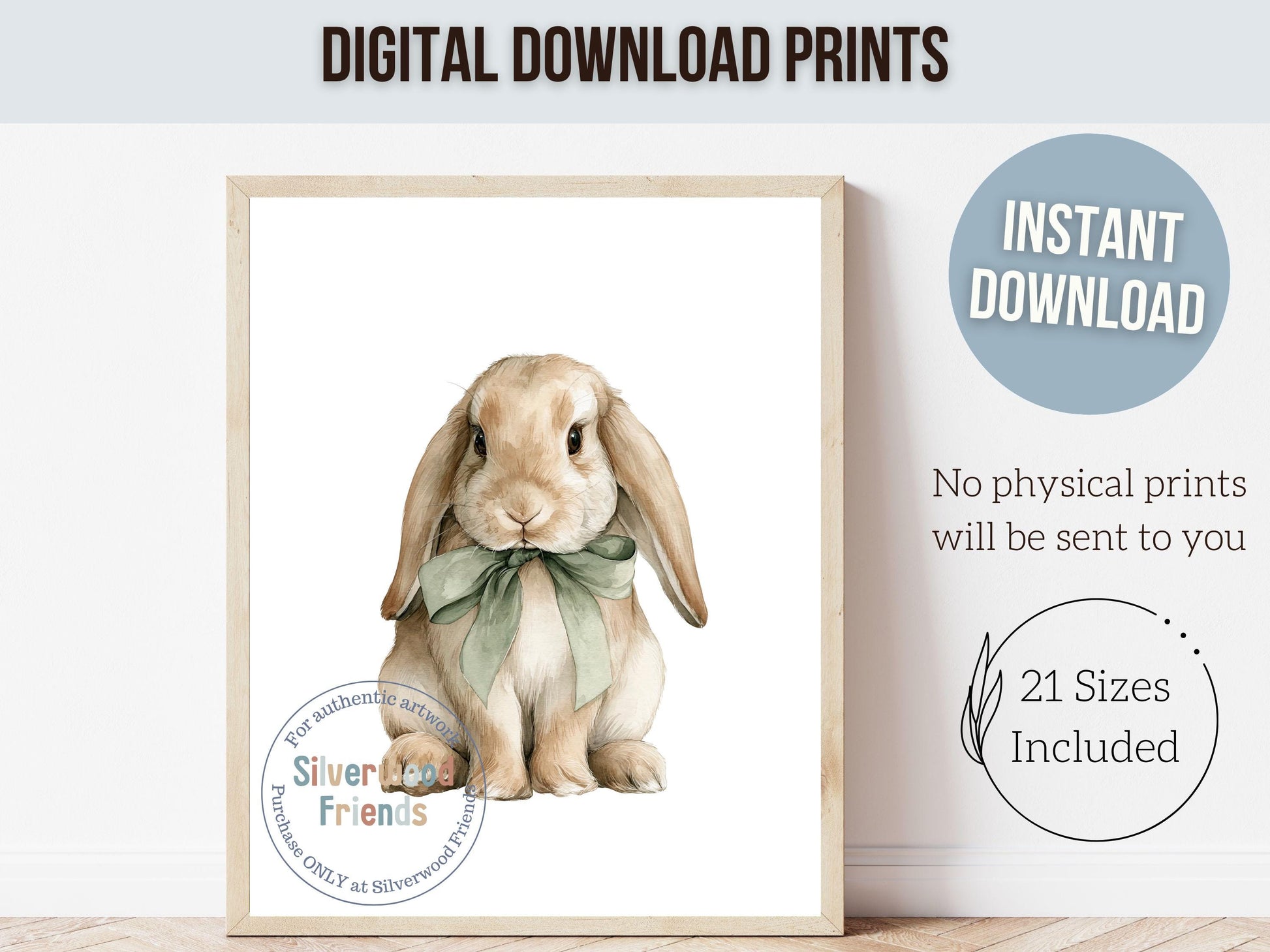 Bunny Nursery Prints, Sage Green Woodland Bunny Nursery Decor, Neutral Nursery Wall Art, Easter Decor Poster, Spring Artwork Digital Print