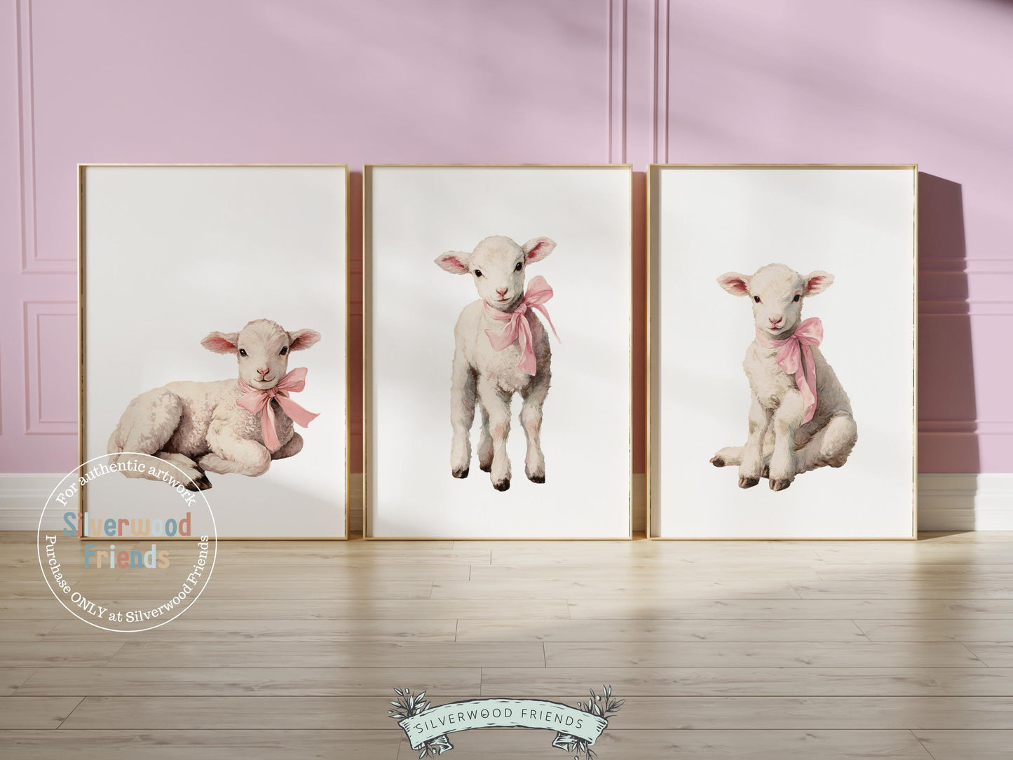 Baby Girl Lamb Nursery Prints, Baby Girl Pink Farm Animal Nursery Decor, Nursery Wall Art, Easter Decor Poster, Spring Artwork Digital Print