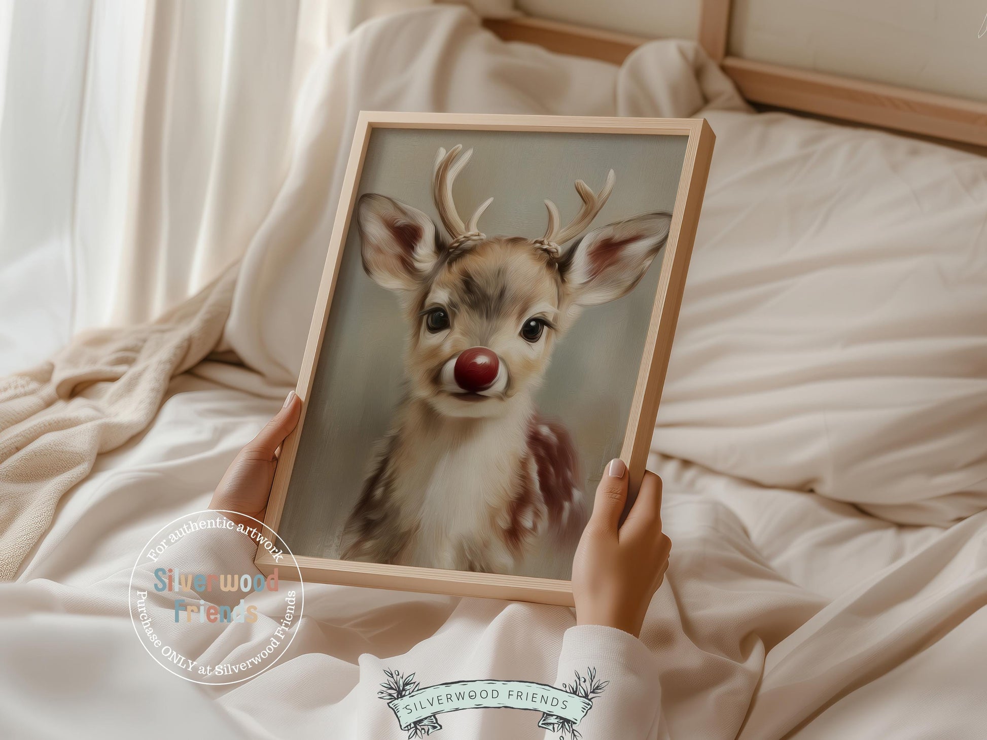 Rudolph Print, Christmas Wall Art, Christmas Printable Art, Cute Winter Deer Print, Rudolph Wall Art, Rustic Vintage Christmas Digital Print
