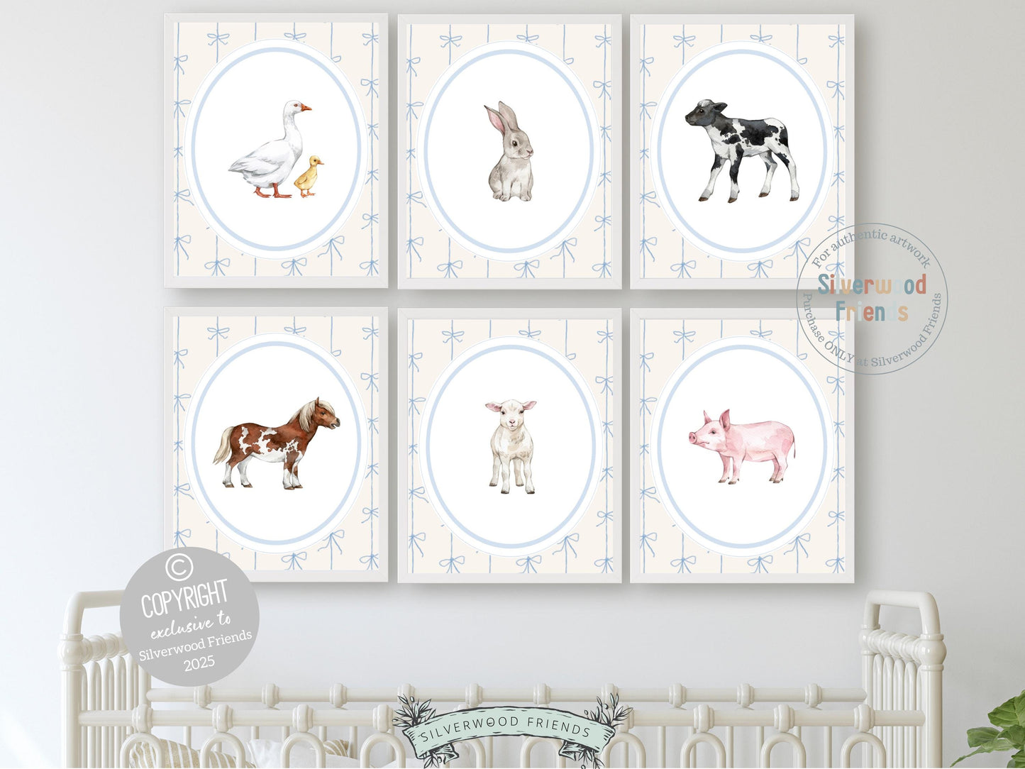Baby Farm Animal Nursery Prints, Baby Boy Blue Farmyard Nursery Decor, Kids Blue Farm Animal Nursery Wall Art, Farmhouse Decor Digital Print
