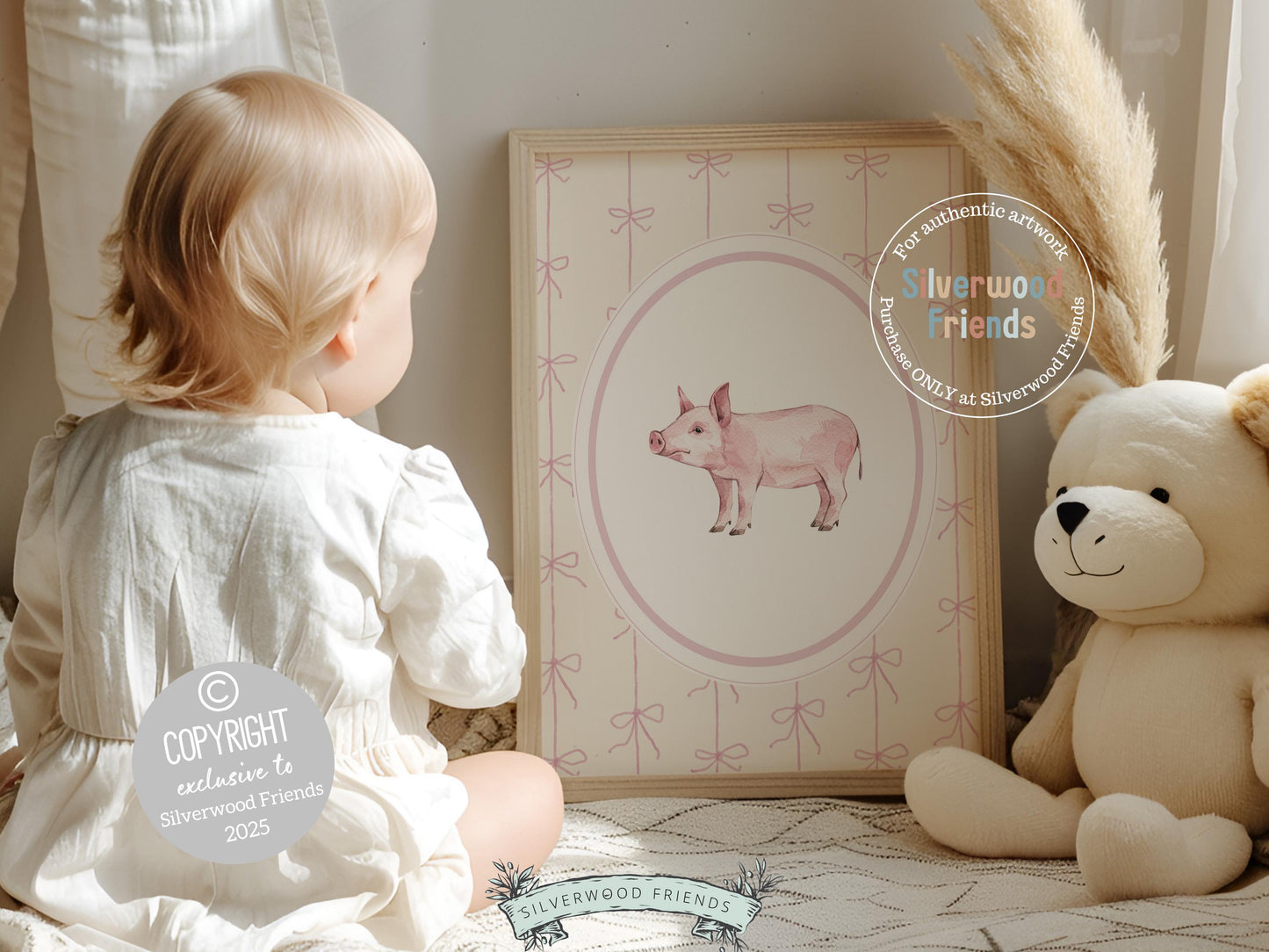 Baby Farm Animal Nursery Prints, Baby Girl Pink Farmyard Nursery Decor, Pink Farm Animal Nursery Wall Art, Farmhouse Decor Digital Prints