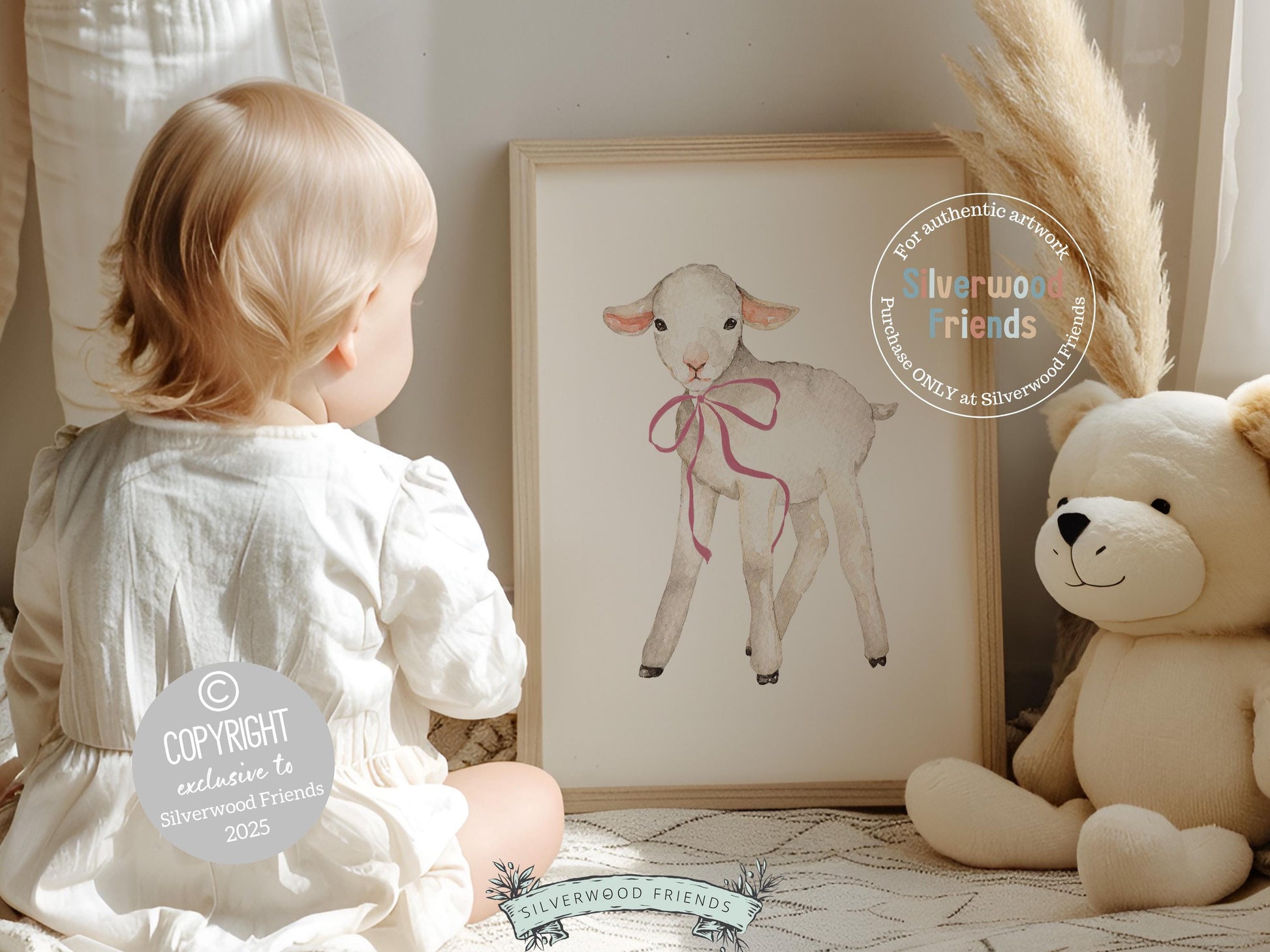 Baby Farm Animal Nursery Prints, Baby Girl Pink Floral Farmyard Nursery Decor, Pink Wildflower Nursery Wall Art, Floral Decor Digital Prints