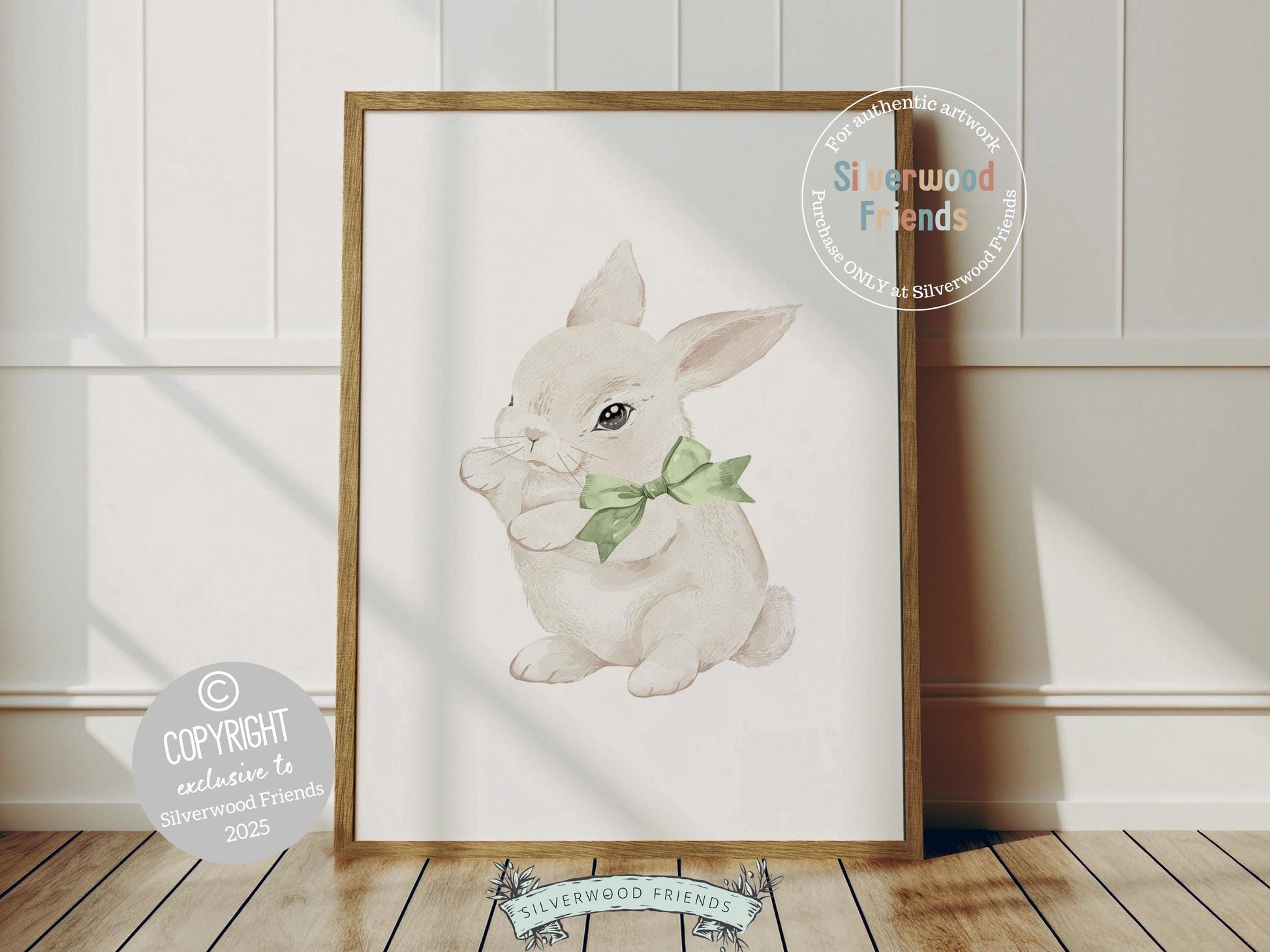 Bunny Nursery Prints, Sage Green Woodland Bunny Nursery Decor, Printable Nursery Wall Art, Easter Rabbit Decor Poster, Spring Digital Print