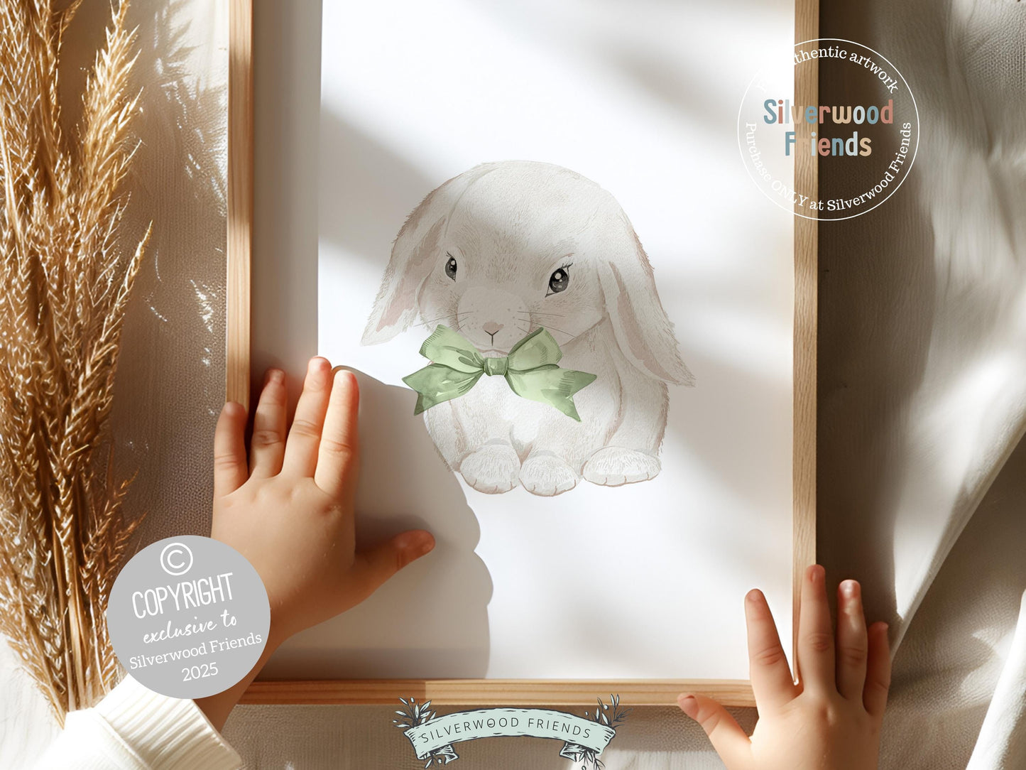 Bunny Nursery Prints, Sage Green Woodland Bunny Nursery Decor, Printable Nursery Wall Art, Easter Rabbit Decor Poster, Spring Digital Print