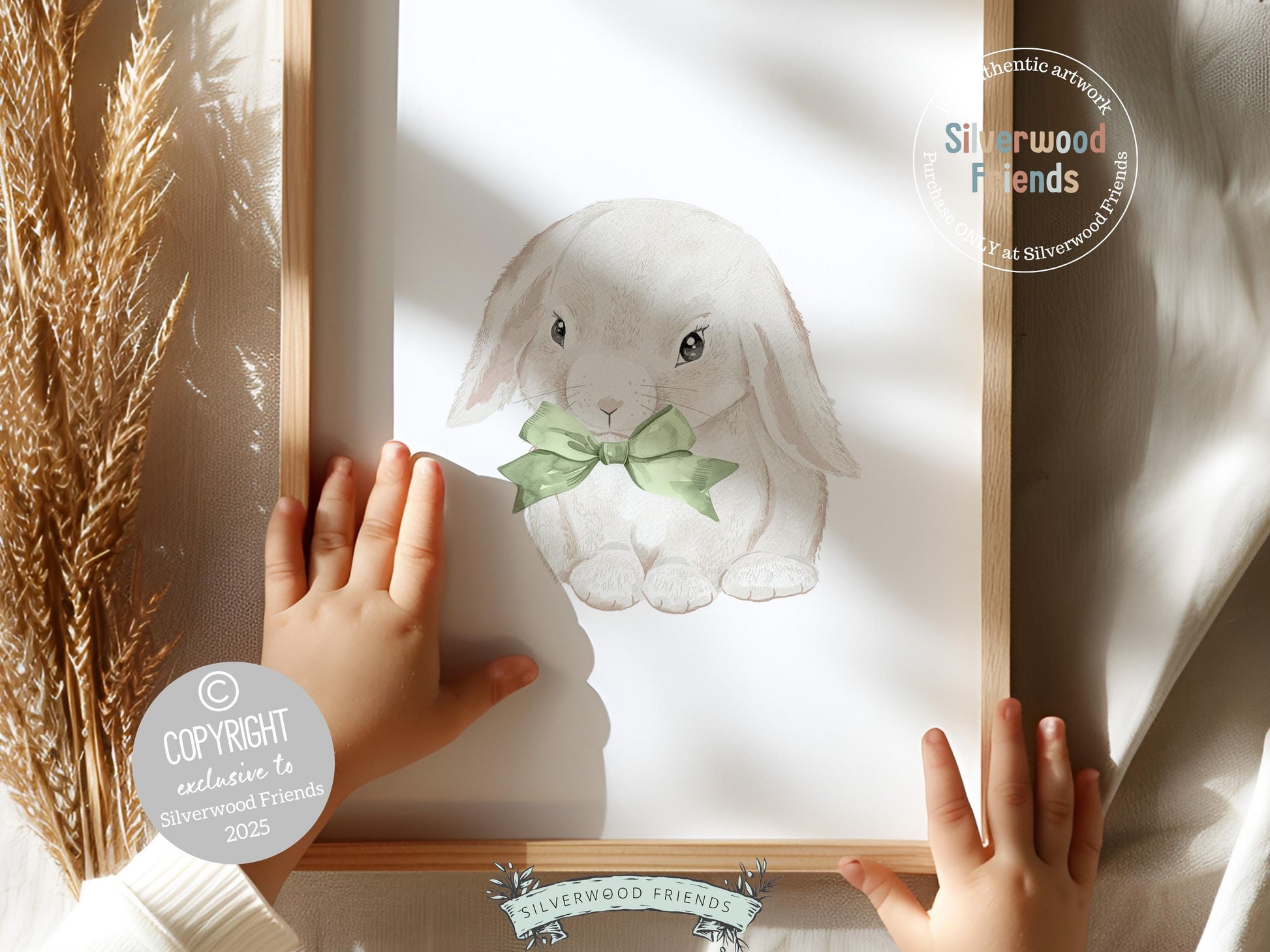 Bunny Nursery Prints, Sage Green Woodland Bunny Nursery Decor, Printable Nursery Wall Art, Easter Rabbit Decor Poster, Spring Digital Print