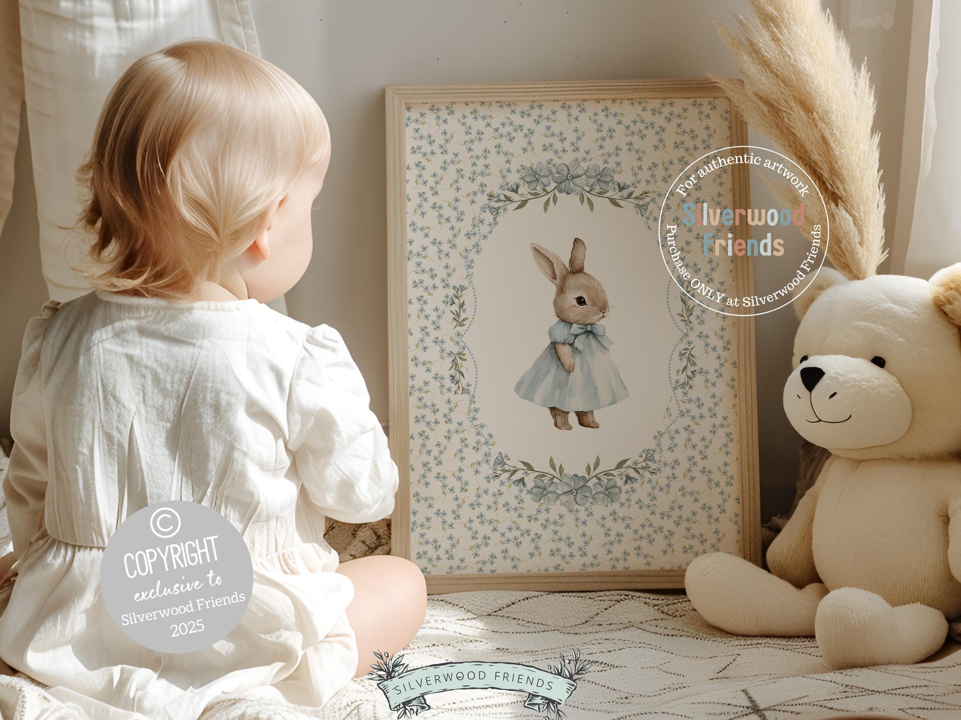 Vintage Woodland Animal Nursery Prints, Floral Woodland Bunny Nursery Decor, Baby Bear Nursery Wall Art, Vintage Duck Nursery Digital Print