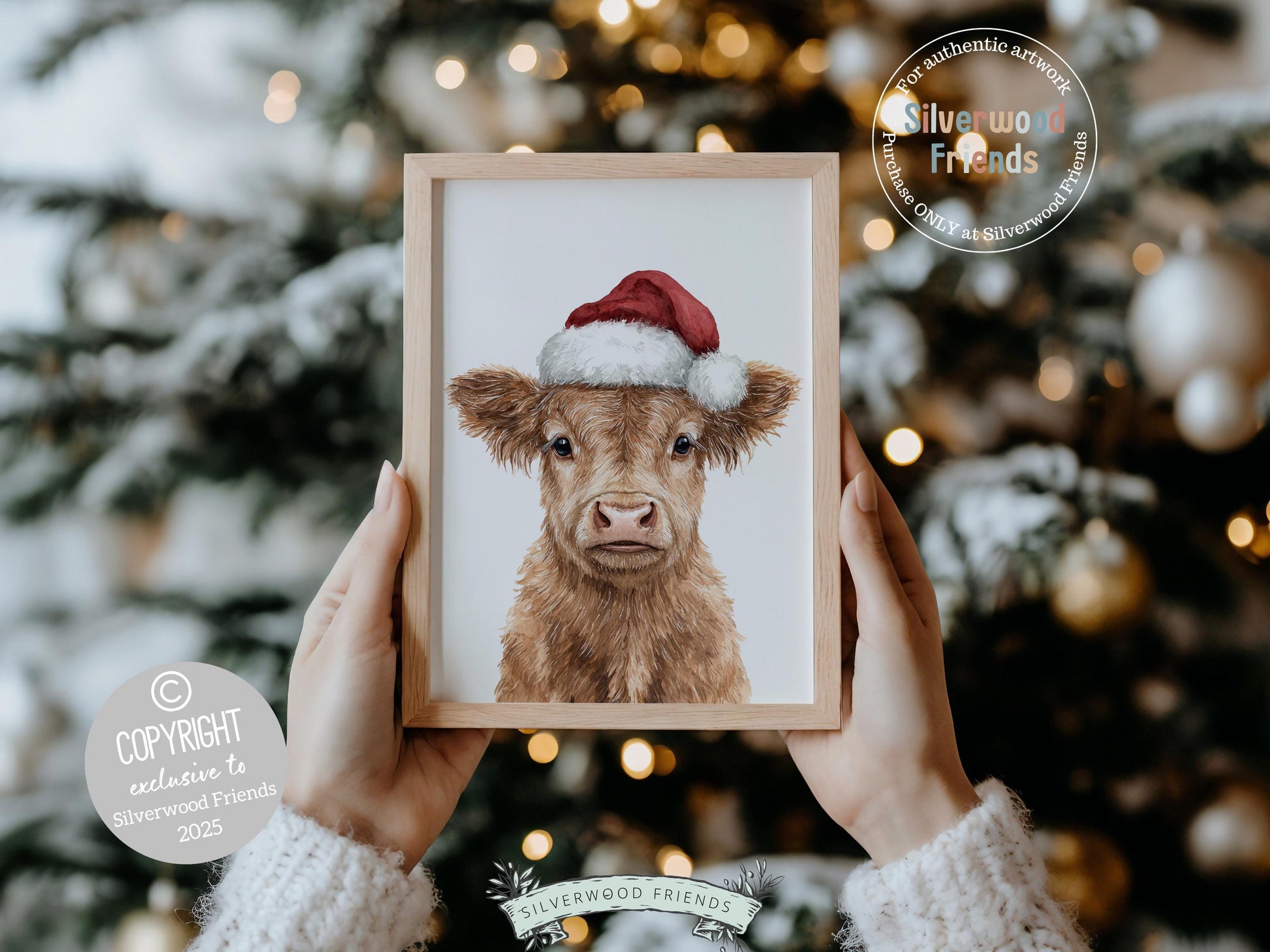Christmas Highland Cow Print, Baby Highland Cow Christmas Decor, Christmas Printable Wall Art, Rustic Farmhouse Christmas Cow Digital Print