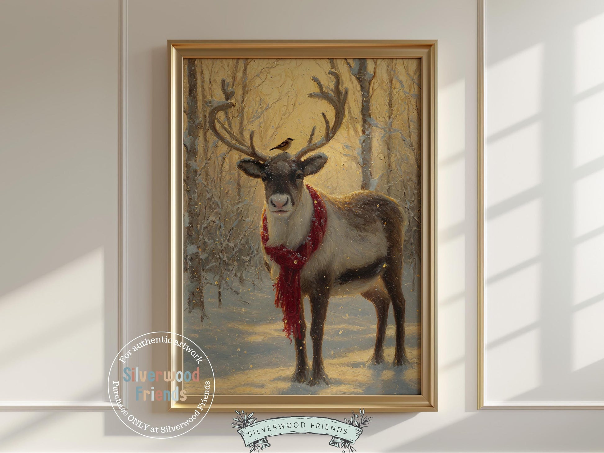 Reindeer Print, Christmas Wall Art, Christmas Printable Art, Winter Forest Prints, Rudolph Wall Art, Rustic Vintage Christmas Digital Print