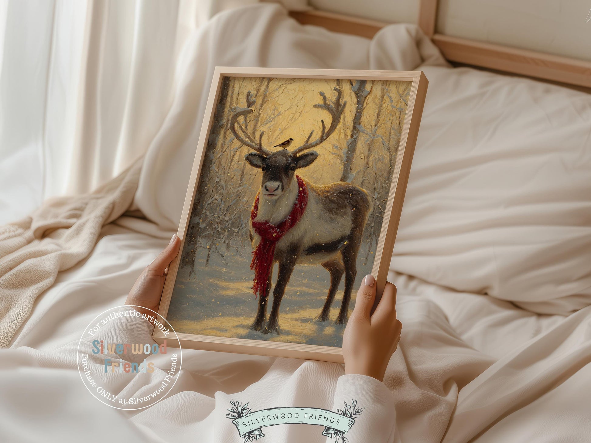 Reindeer Print, Christmas Wall Art, Christmas Printable Art, Winter Forest Prints, Rudolph Wall Art, Rustic Vintage Christmas Digital Print