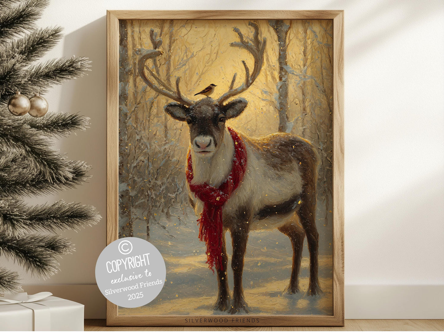 Reindeer Print, Christmas Wall Art, Christmas Printable Art, Winter Forest Prints, Rudolph Wall Art, Rustic Vintage Christmas Digital Print