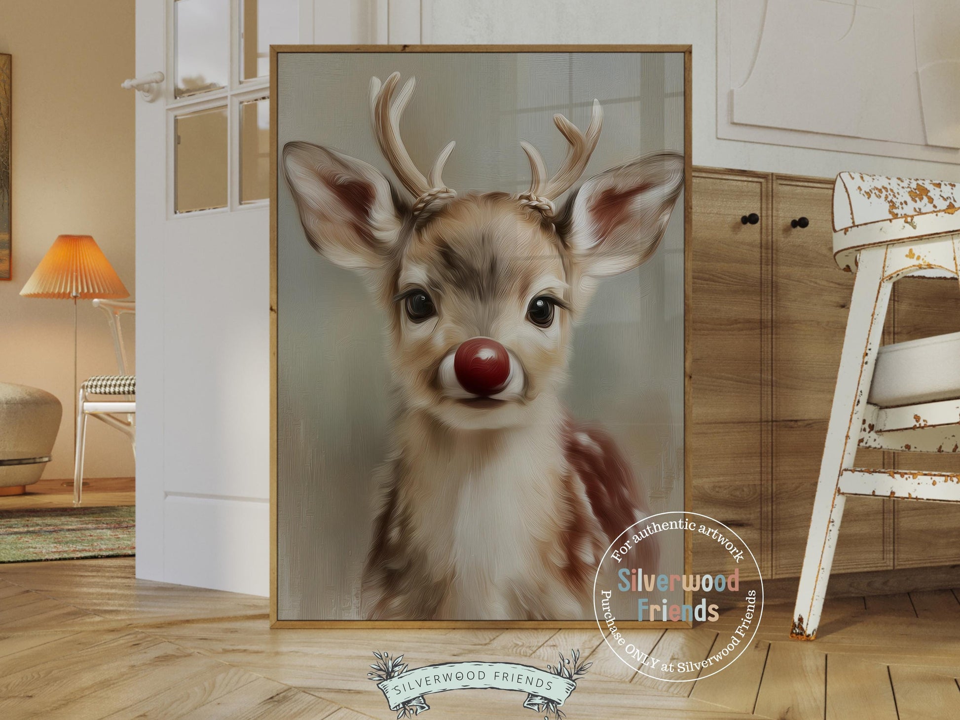 Rudolph Print, Christmas Wall Art, Christmas Printable Art, Cute Winter Deer Print, Rudolph Wall Art, Rustic Vintage Christmas Digital Print