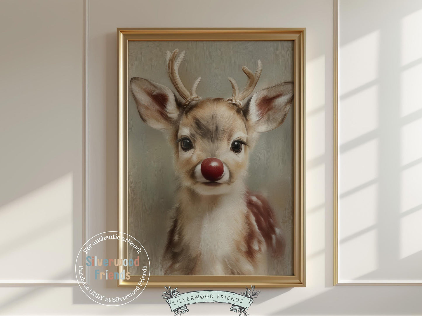 Rudolph Print, Christmas Wall Art, Christmas Printable Art, Cute Winter Deer Print, Rudolph Wall Art, Rustic Vintage Christmas Digital Print