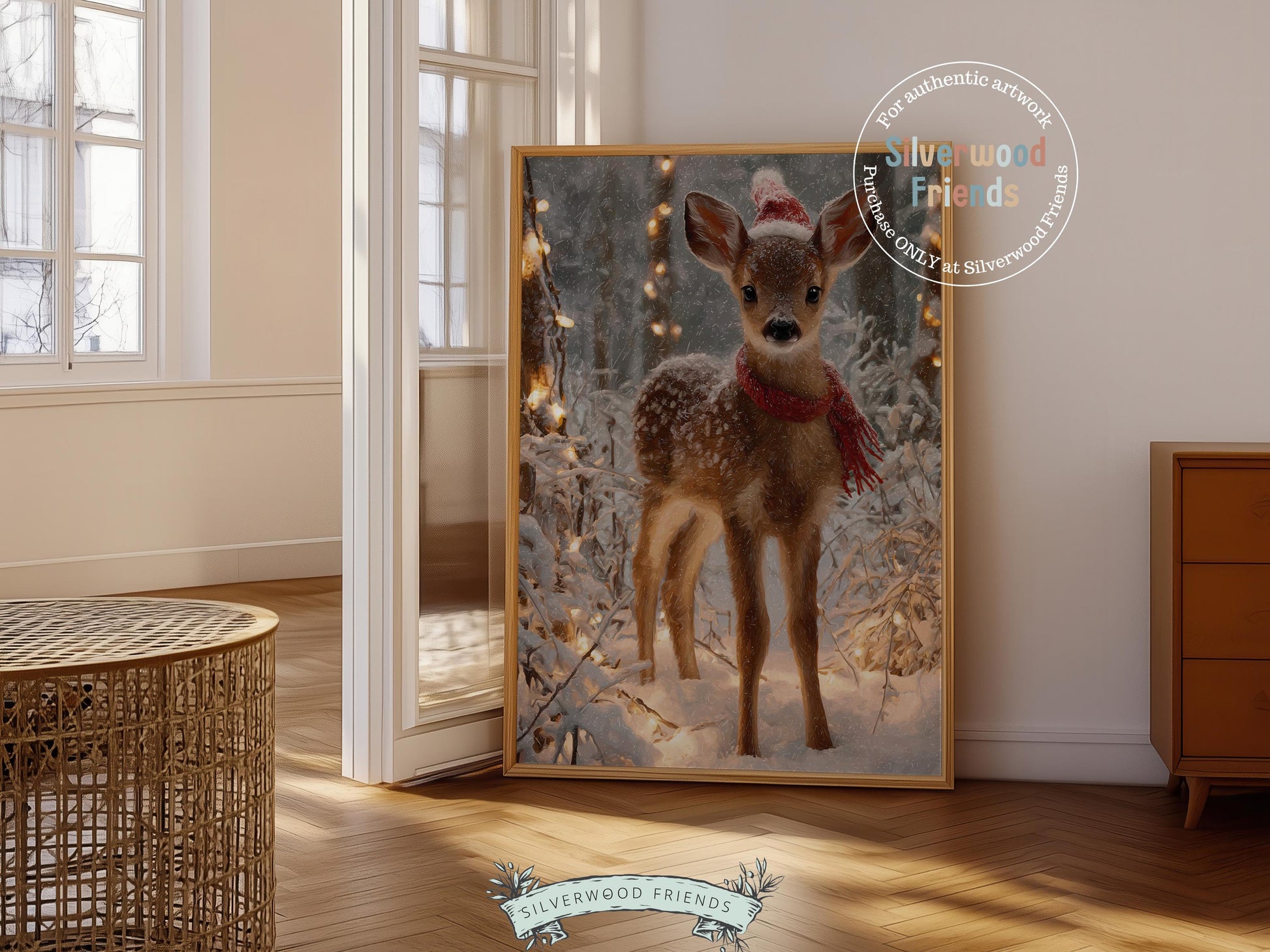 Rudolph Print, Christmas Deer Printable Wall Art, Cute Winter Deer Print, Rudolph Wall Art, Rustic Vintage Farmhouse Christmas Digital Print
