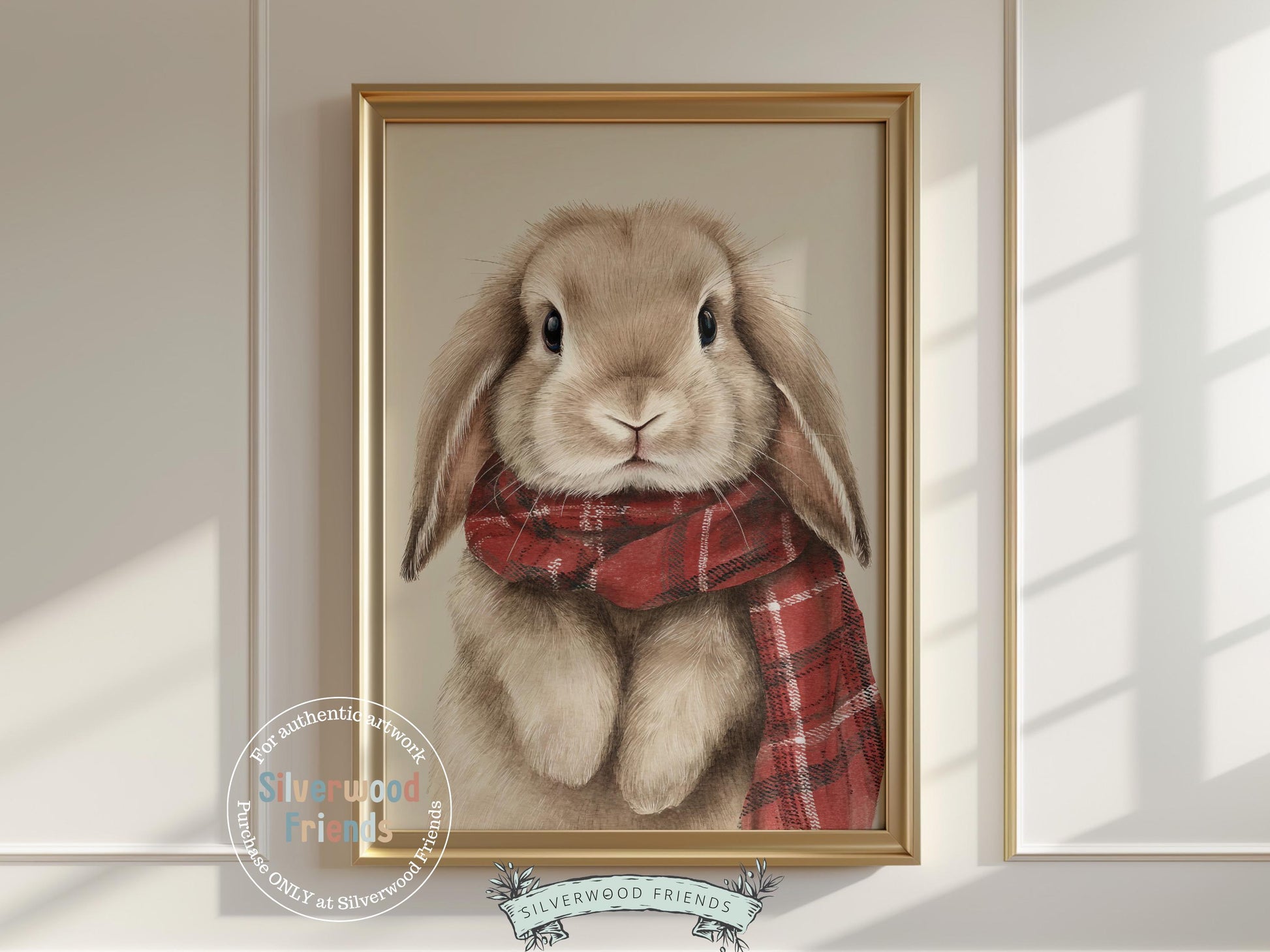 Christmas Bunny Rabbit Print, Woodland Bunny Christmas Decor, Christmas Printable Wall Art, Farmhouse Woodland Christmas Digital Print