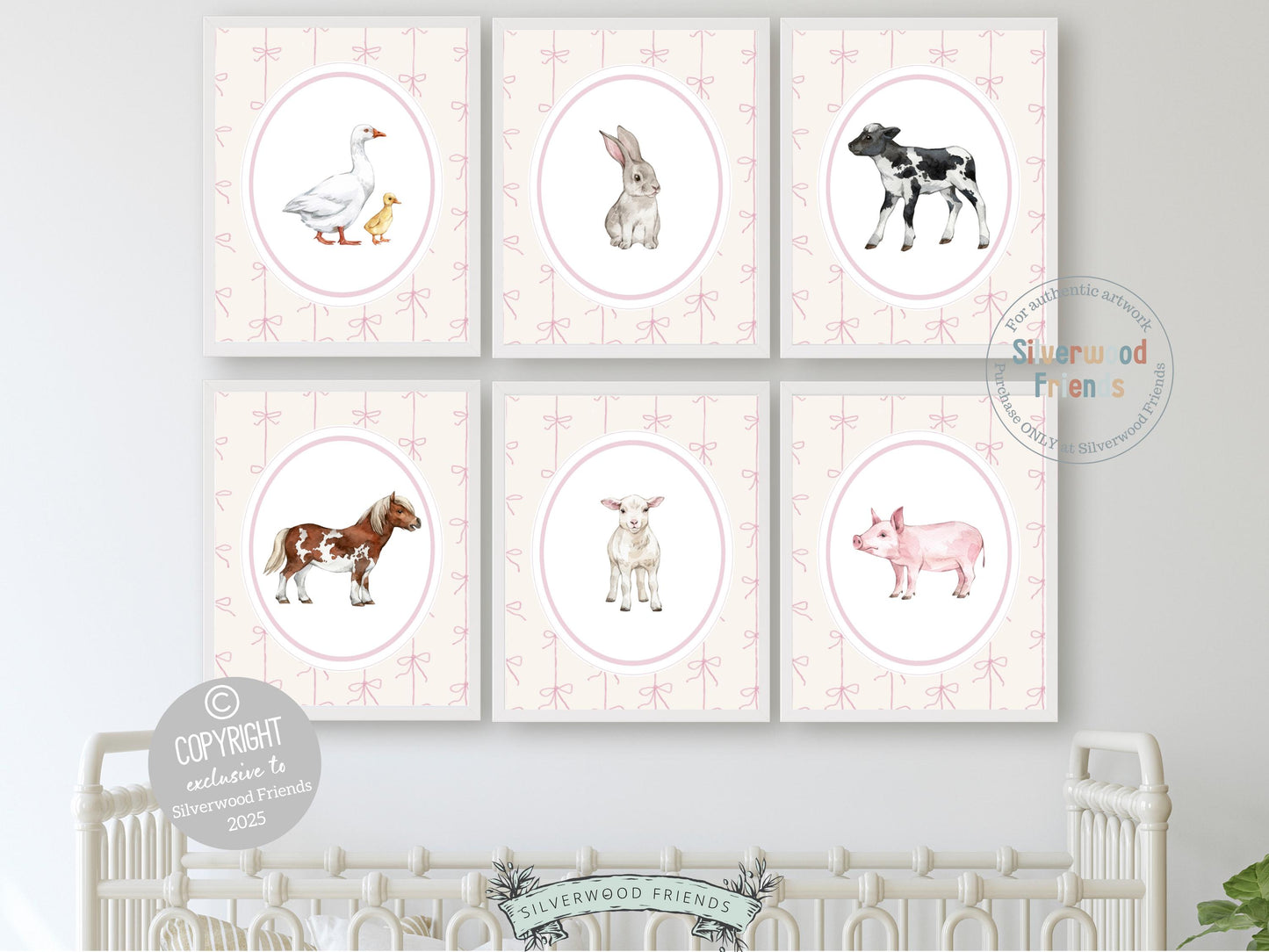Baby Farm Animal Nursery Prints, Baby Girl Pink Farmyard Nursery Decor, Pink Farm Animal Nursery Wall Art, Farmhouse Decor Digital Prints