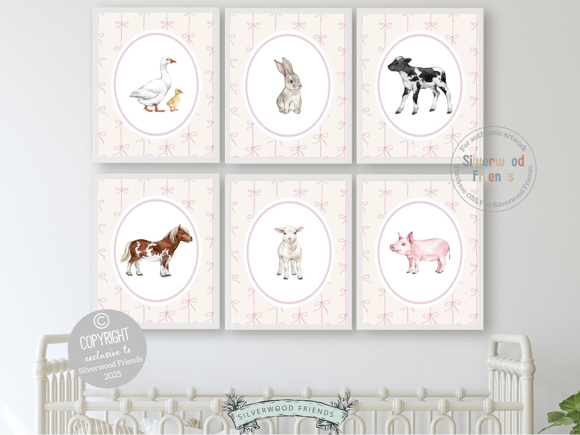 Baby Farm Animal Nursery Prints, Baby Girl Pink Farmyard Nursery Decor, Pink Farm Animal Nursery Wall Art, Farmhouse Decor Digital Prints