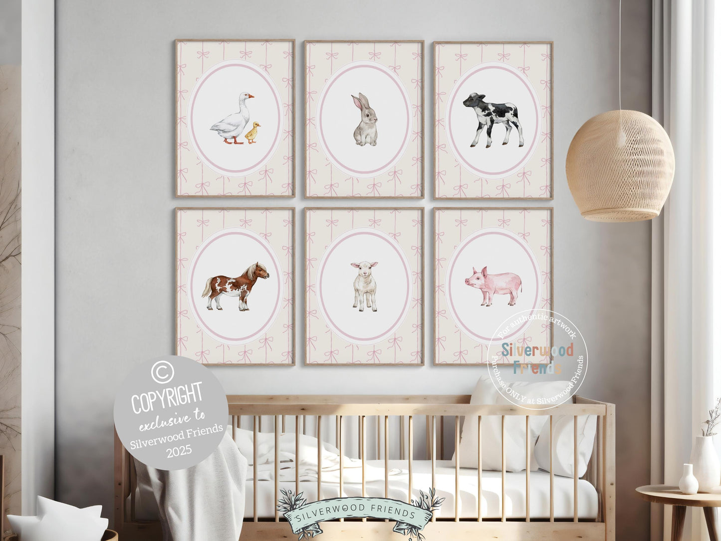 Baby Farm Animal Nursery Prints, Baby Girl Pink Farmyard Nursery Decor, Pink Farm Animal Nursery Wall Art, Farmhouse Decor Digital Prints