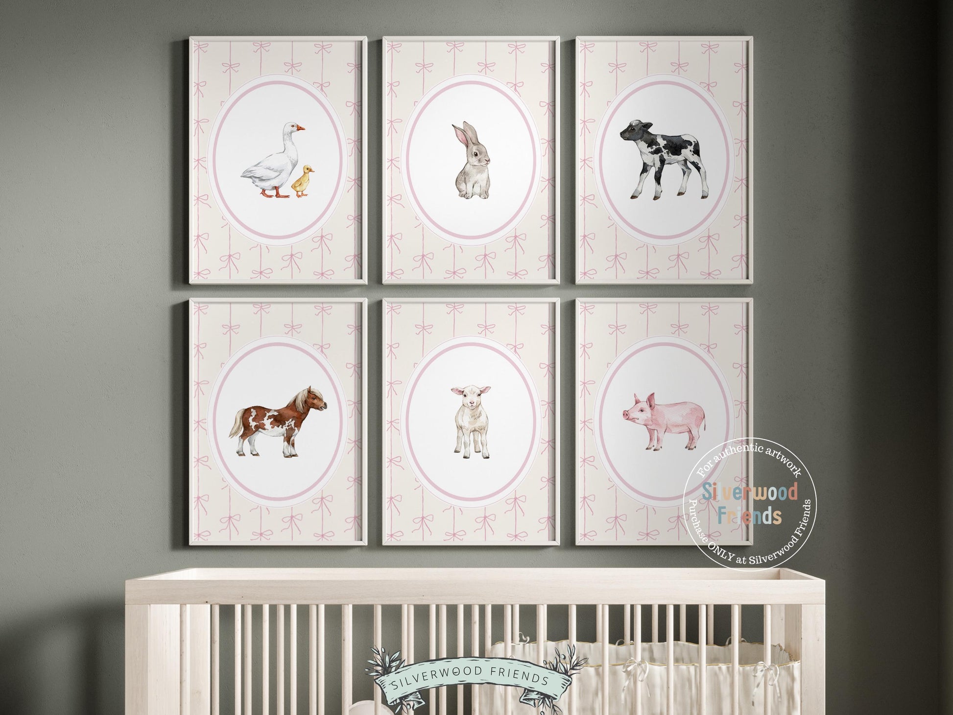 Baby Farm Animal Nursery Prints, Baby Girl Pink Farmyard Nursery Decor, Pink Farm Animal Nursery Wall Art, Farmhouse Decor Digital Prints