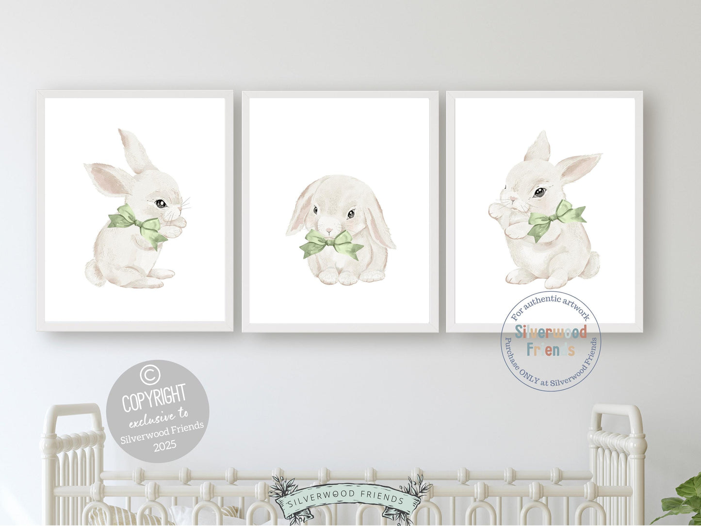 Bunny Nursery Prints, Sage Green Woodland Bunny Nursery Decor, Printable Nursery Wall Art, Easter Rabbit Decor Poster, Spring Digital Print