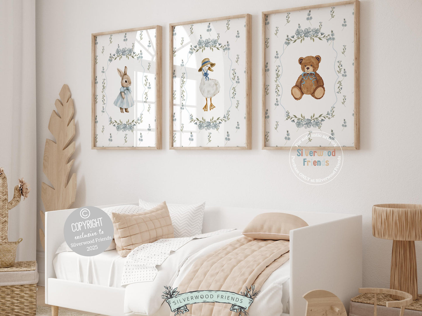 Vintage Woodland Animal Nursery Prints, Floral Woodland Bunny Nursery Decor, Baby Bear Nursery Wall Art, Vintage Duck Nursery Digital Print