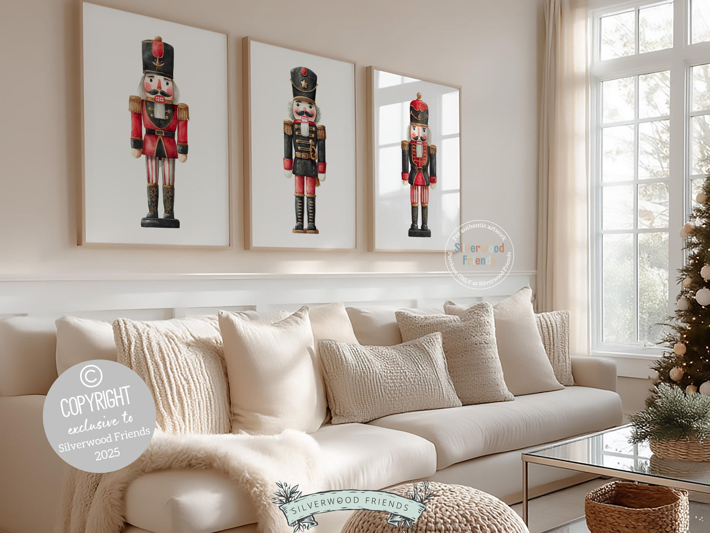 Set of 3 Christmas Nutcracker Prints, Watercolour Vintage Nutcracker Poster, Festive Christmas Holiday Wall Decor Digital Print