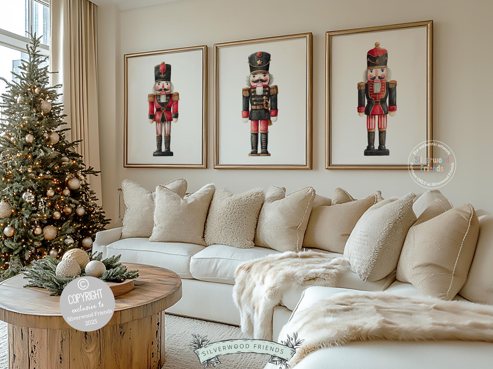 Set of 3 Christmas Nutcracker Prints, Watercolour Vintage Nutcracker Poster, Festive Christmas Holiday Wall Decor Digital Print