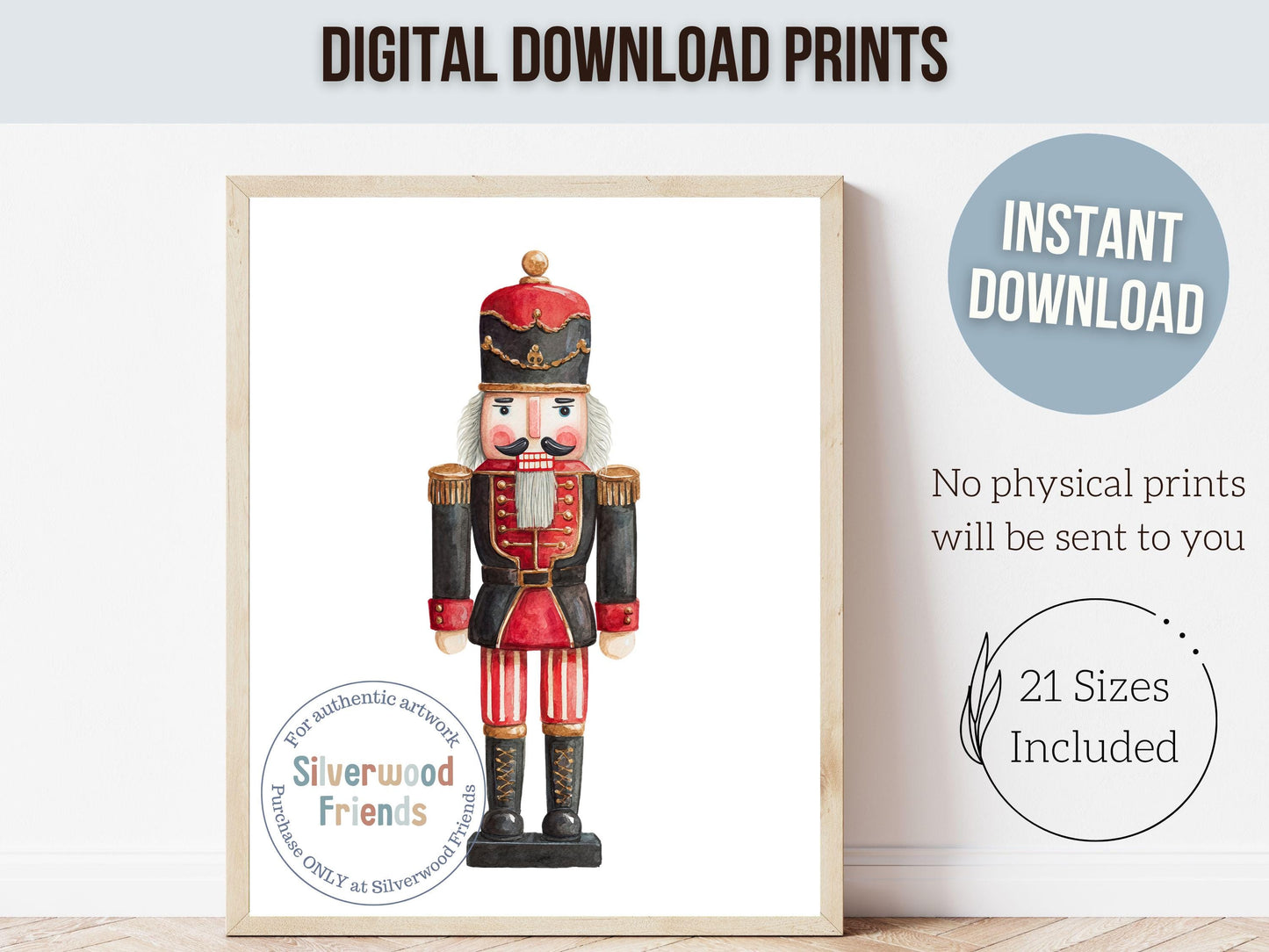 Set of 3 Christmas Nutcracker Prints, Watercolour Vintage Nutcracker Poster, Festive Christmas Holiday Wall Decor Digital Print