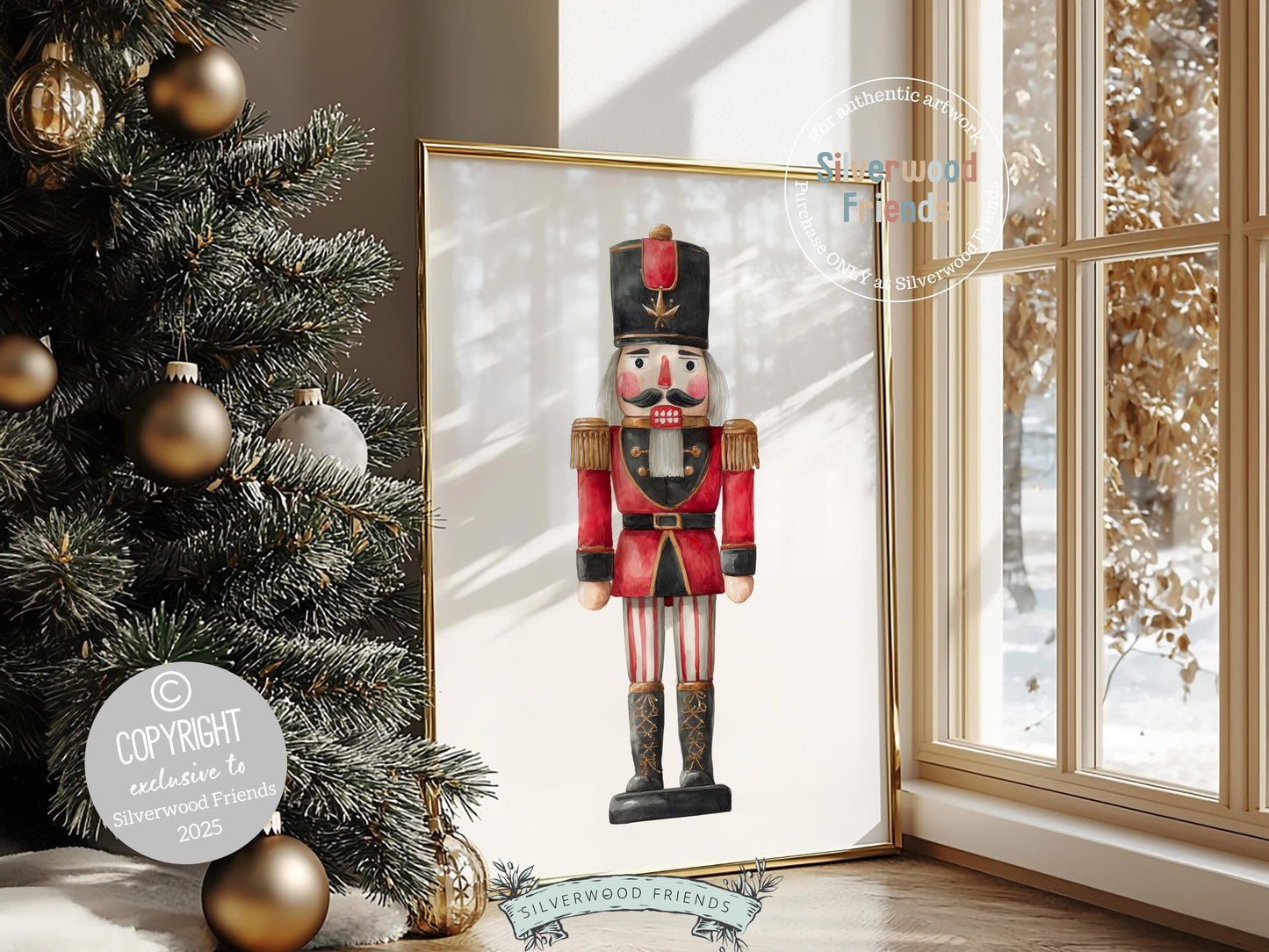 Set of 3 Christmas Nutcracker Prints, Watercolour Vintage Nutcracker Poster, Festive Christmas Holiday Wall Decor Digital Print