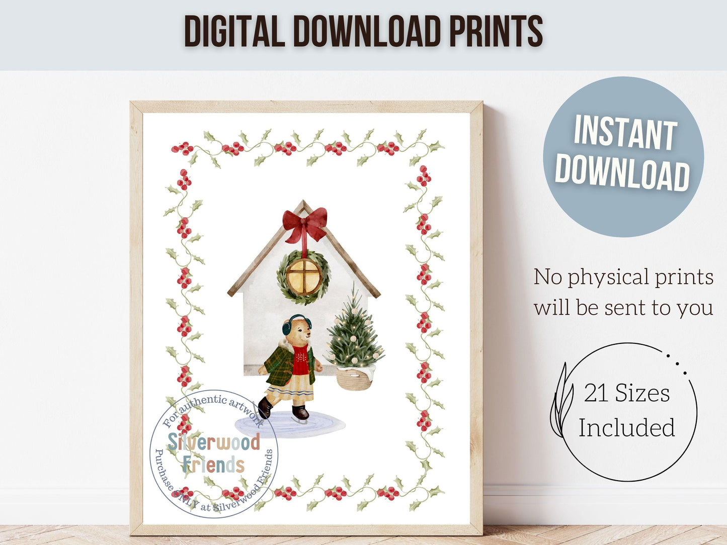 Set of 3 Christmas Holiday Prints, Pastel Coquette Bow Christmas Printable Wall Art Posters, Digital Download Print