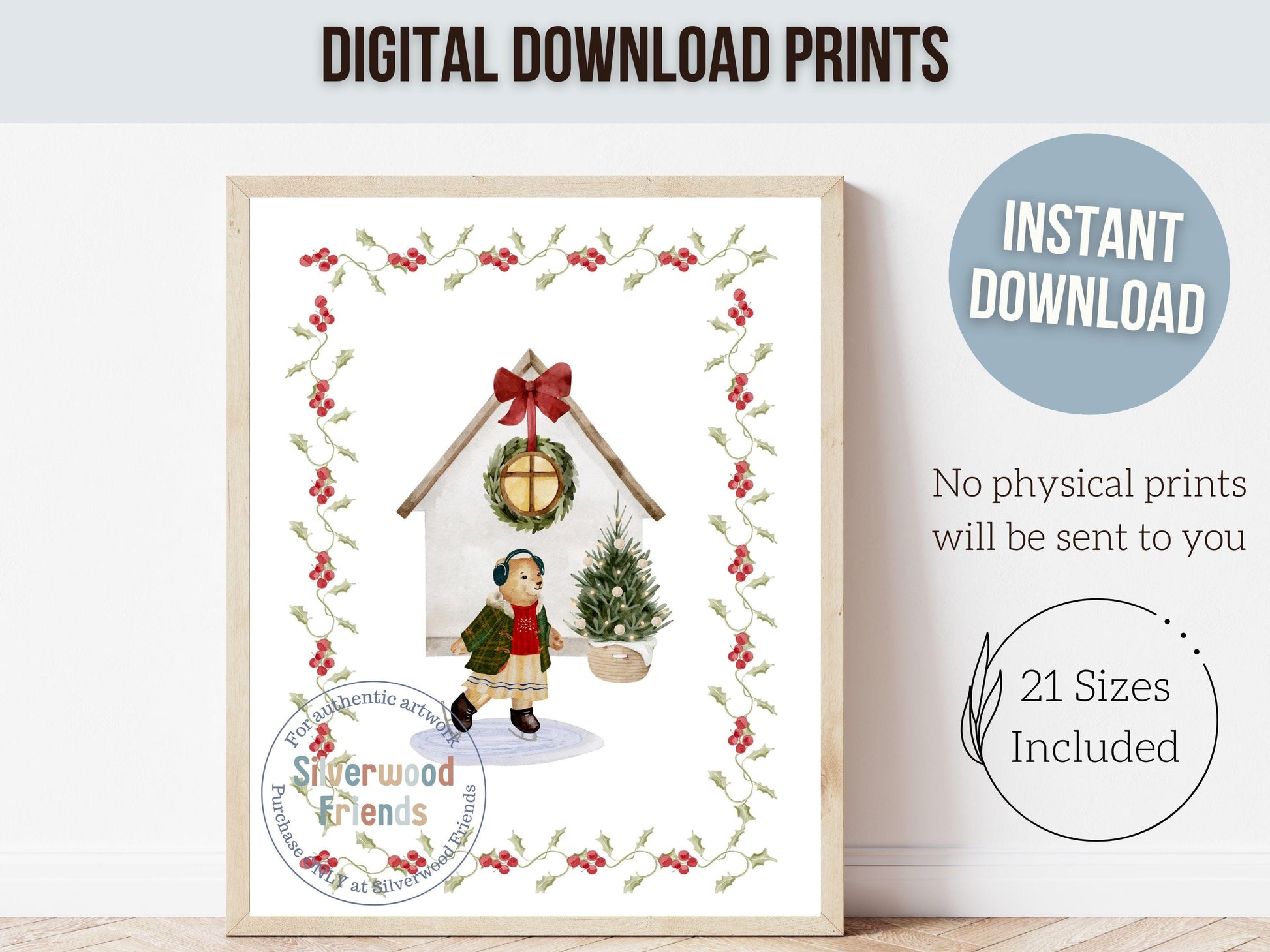Set of 3 Christmas Holiday Prints, Pastel Coquette Bow Christmas Printable Wall Art Posters, Digital Download Print