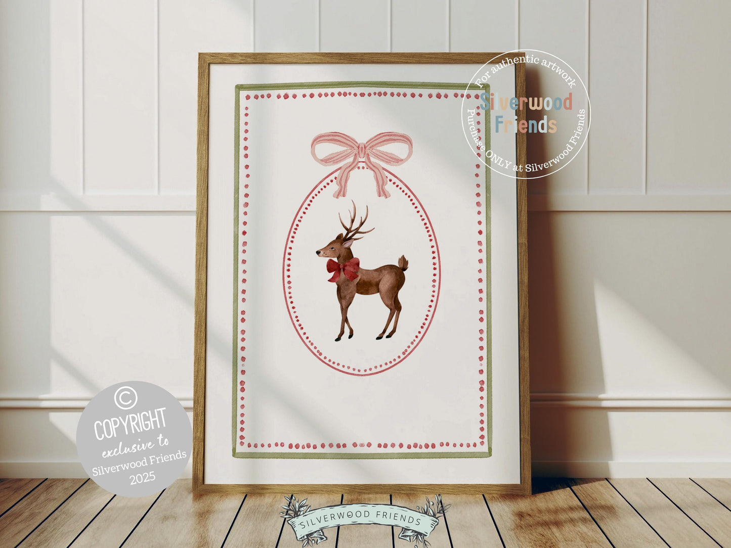 Set of 3 Christmas Holiday Prints, Pastel Coquette Bow Christmas Printable Wall Art Posters, Digital Download Print