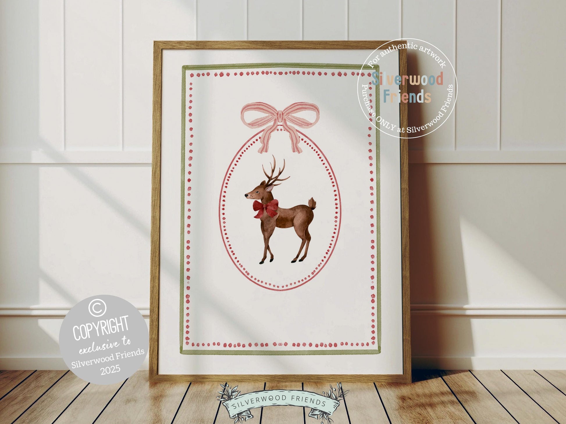 Set of 3 Christmas Holiday Prints, Pastel Coquette Bow Christmas Printable Wall Art Posters, Digital Download Print