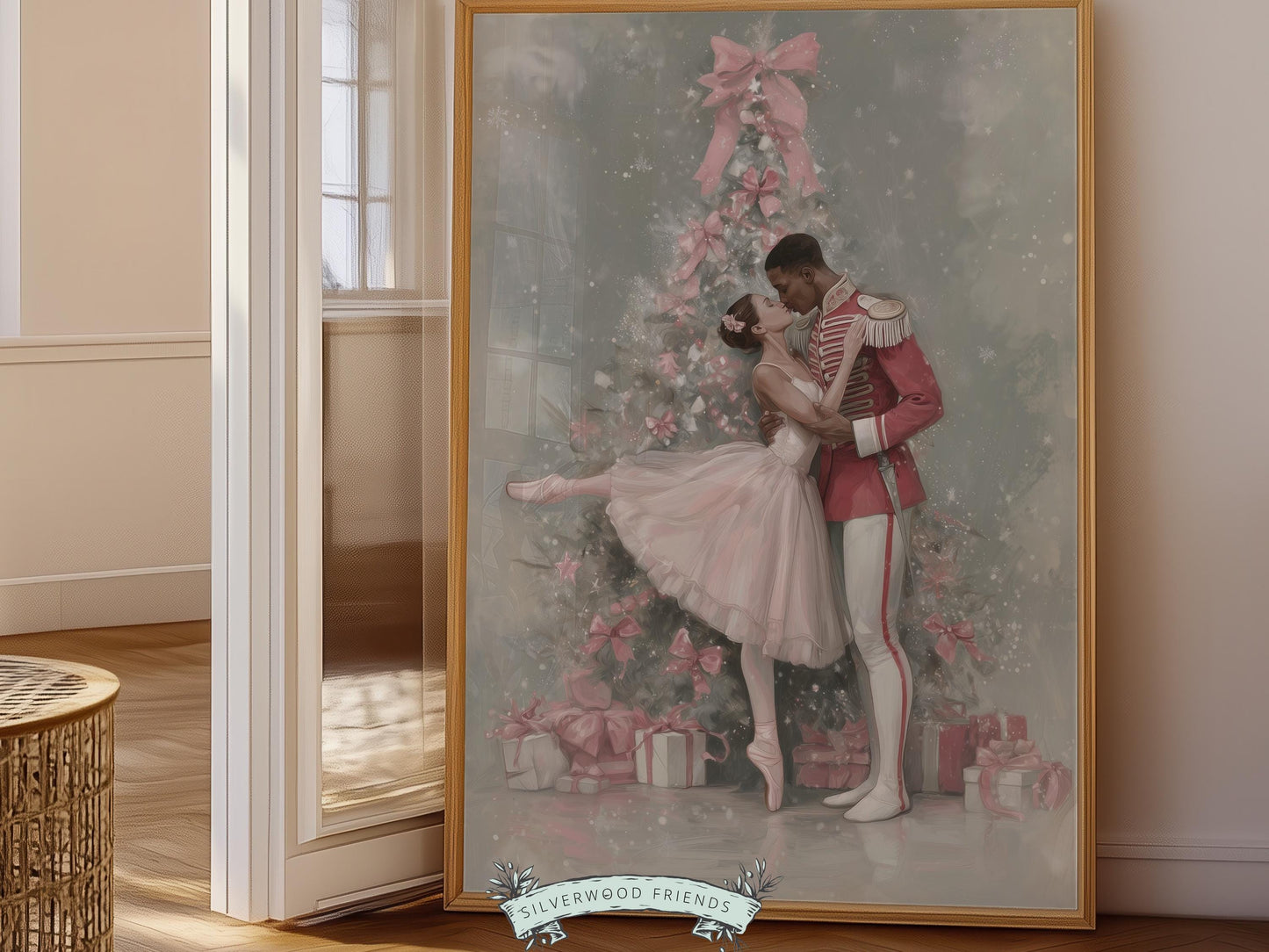 Nutcracker Ballet Christmas Print, African American Nutcracker Ballerina Christmas Printable Wall Art, Black People Christmas Digital Print