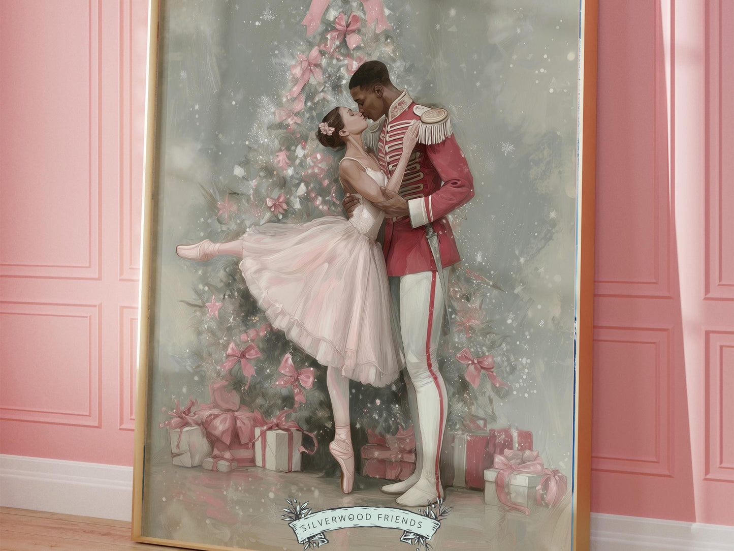 Nutcracker Ballet Christmas Print, African American Nutcracker Ballerina Christmas Printable Wall Art, Black People Christmas Digital Print