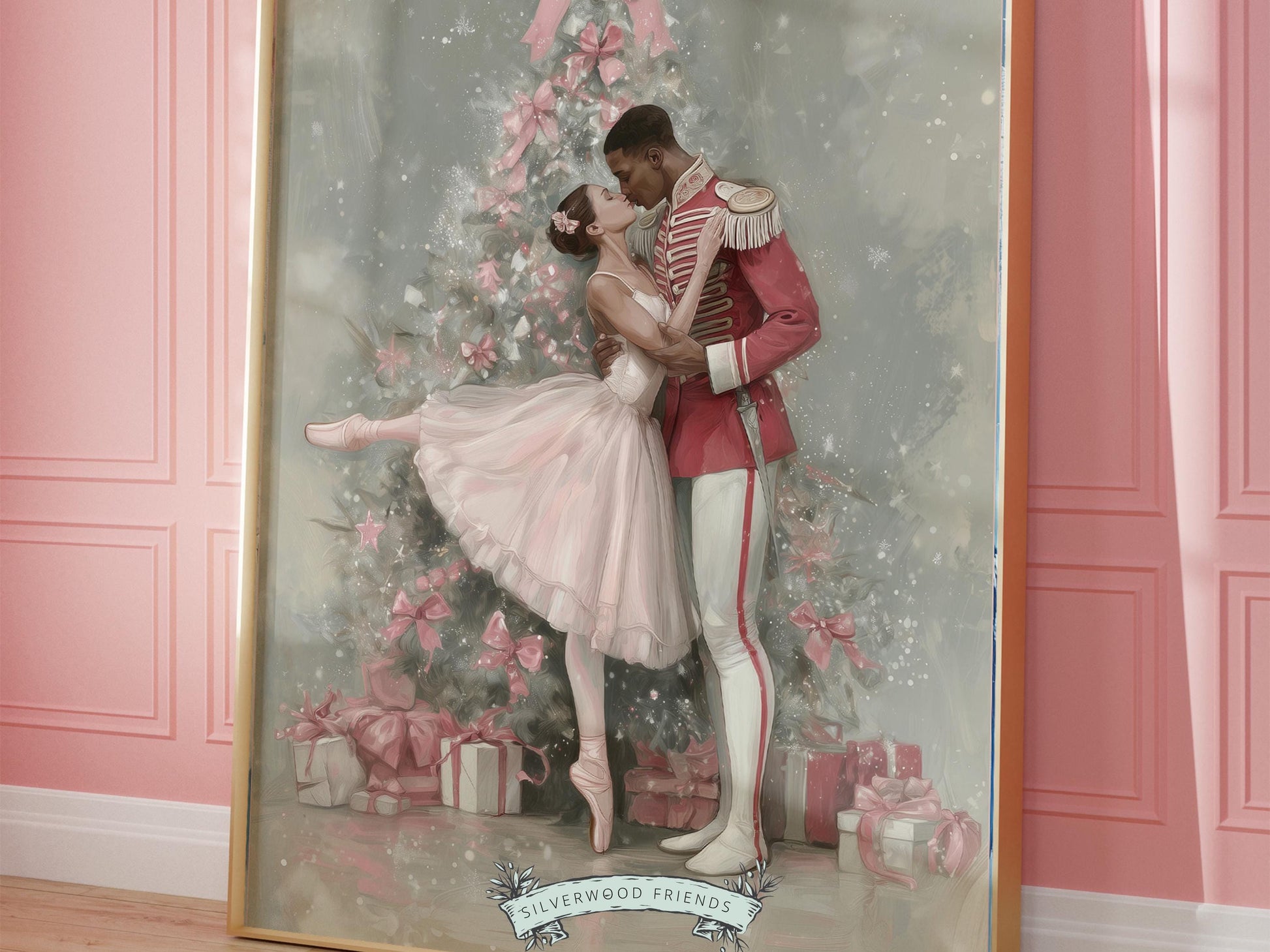 Nutcracker Ballet Christmas Print, African American Nutcracker Ballerina Christmas Printable Wall Art, Black People Christmas Digital Print