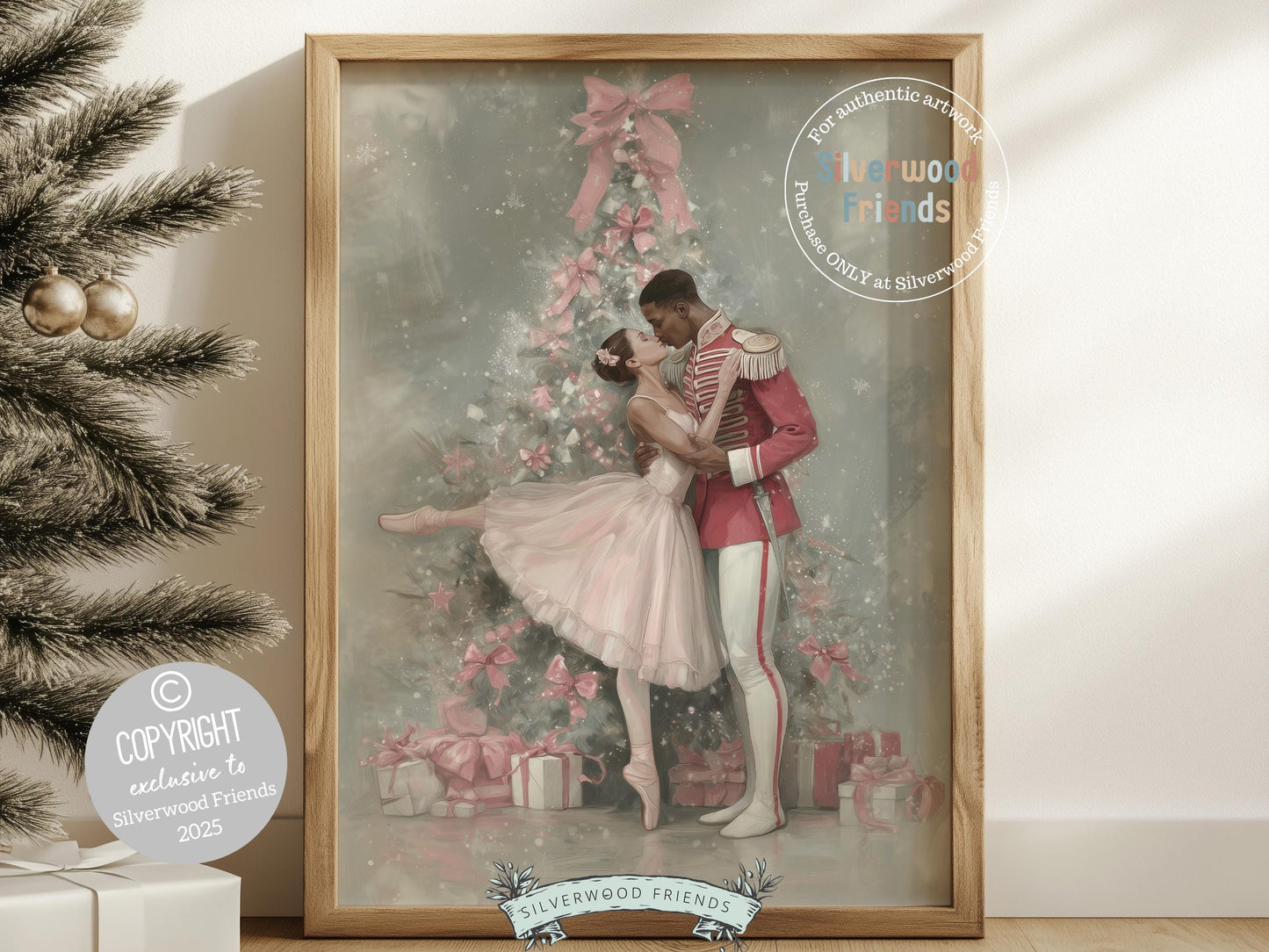 Nutcracker Ballet Christmas Print, African American Nutcracker Ballerina Christmas Printable Wall Art, Black People Christmas Digital Print