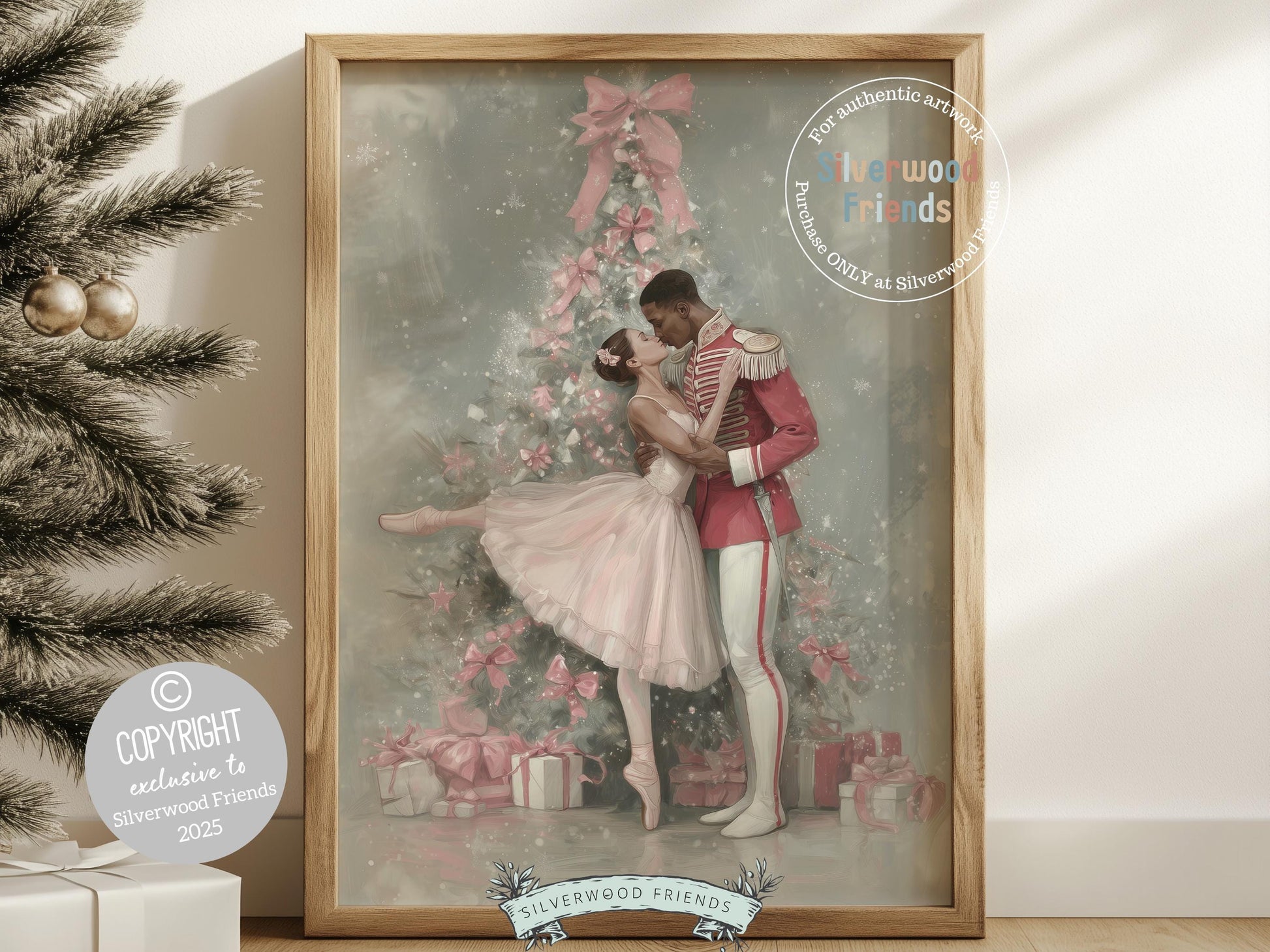Nutcracker Ballet Christmas Print, African American Nutcracker Ballerina Christmas Printable Wall Art, Black People Christmas Digital Print