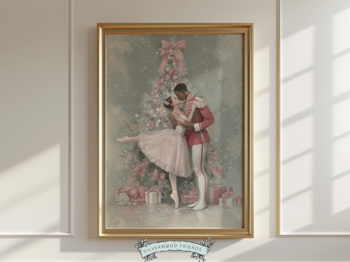 Nutcracker Ballet Christmas Print, African American Nutcracker Ballerina Christmas Printable Wall Art, Black People Christmas Digital Print