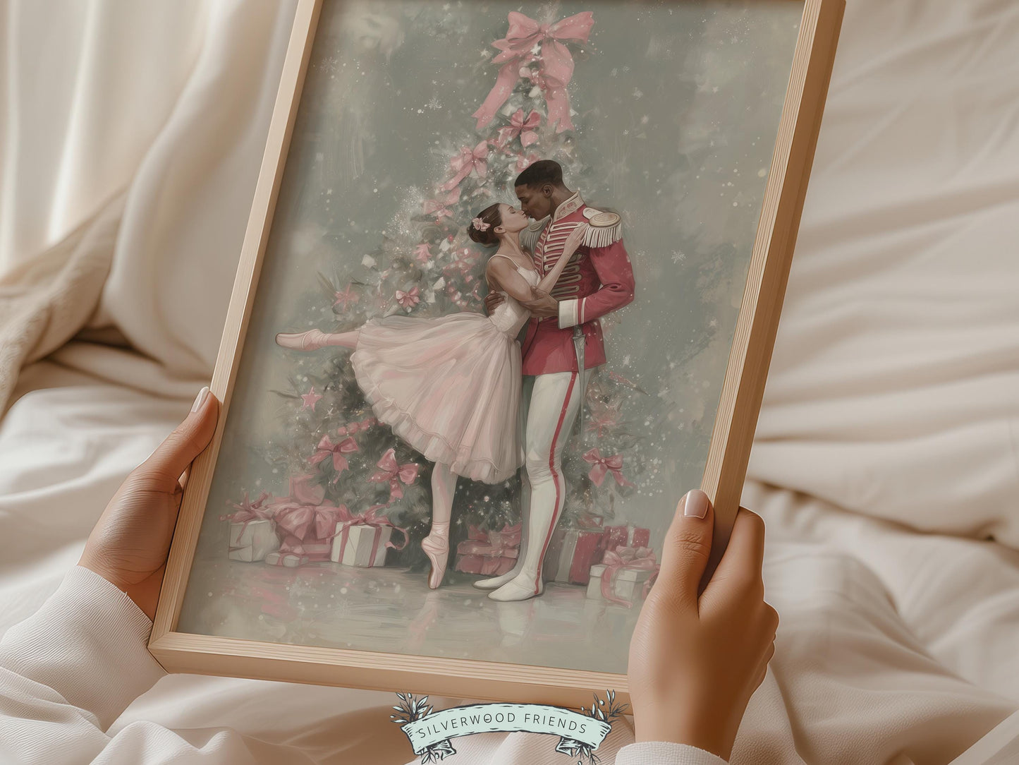 Nutcracker Ballet Christmas Print, African American Nutcracker Ballerina Christmas Printable Wall Art, Black People Christmas Digital Print