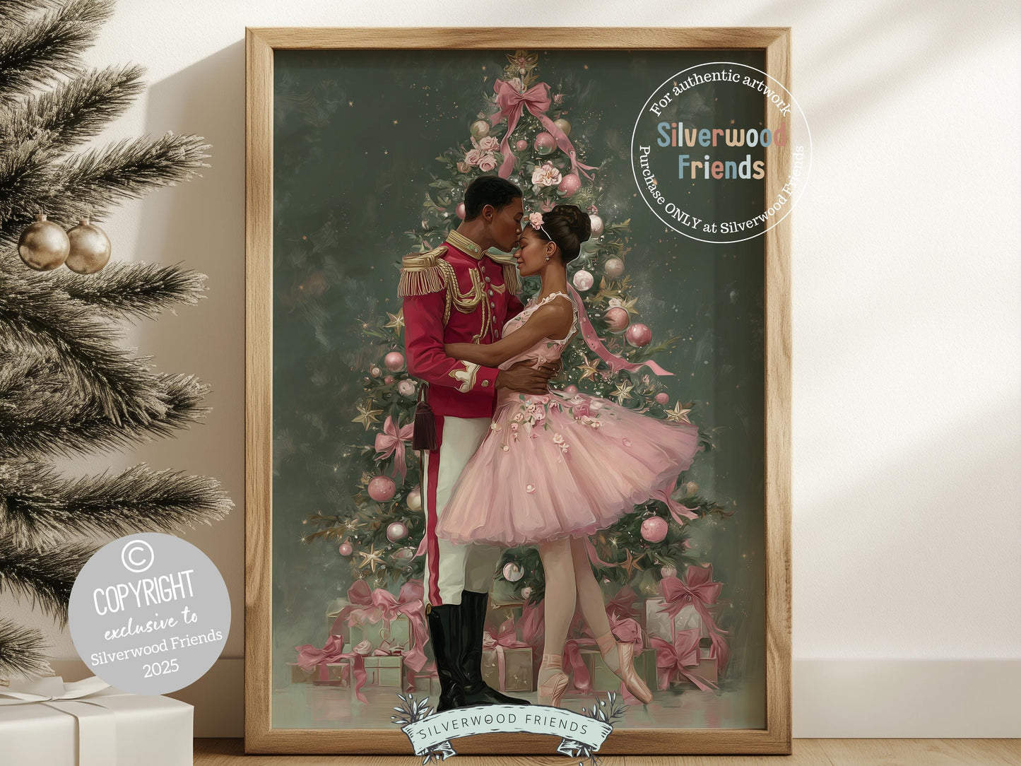 Nutcracker Ballet Christmas Print, African American Christmas Printable Wall Art, Black People Christmas Wall Decor Digital Print