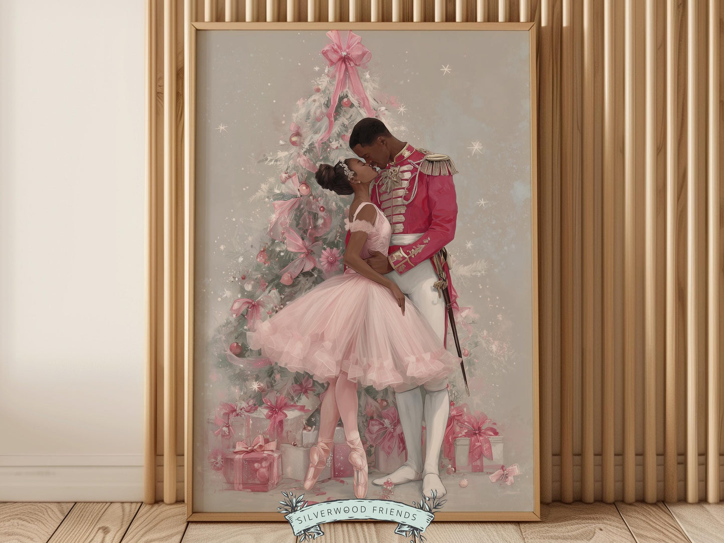 African American Nutcracker Ballet Christmas Print, Black Ballerina and Nutcracker Christmas Printable Wall Art, Digital Download