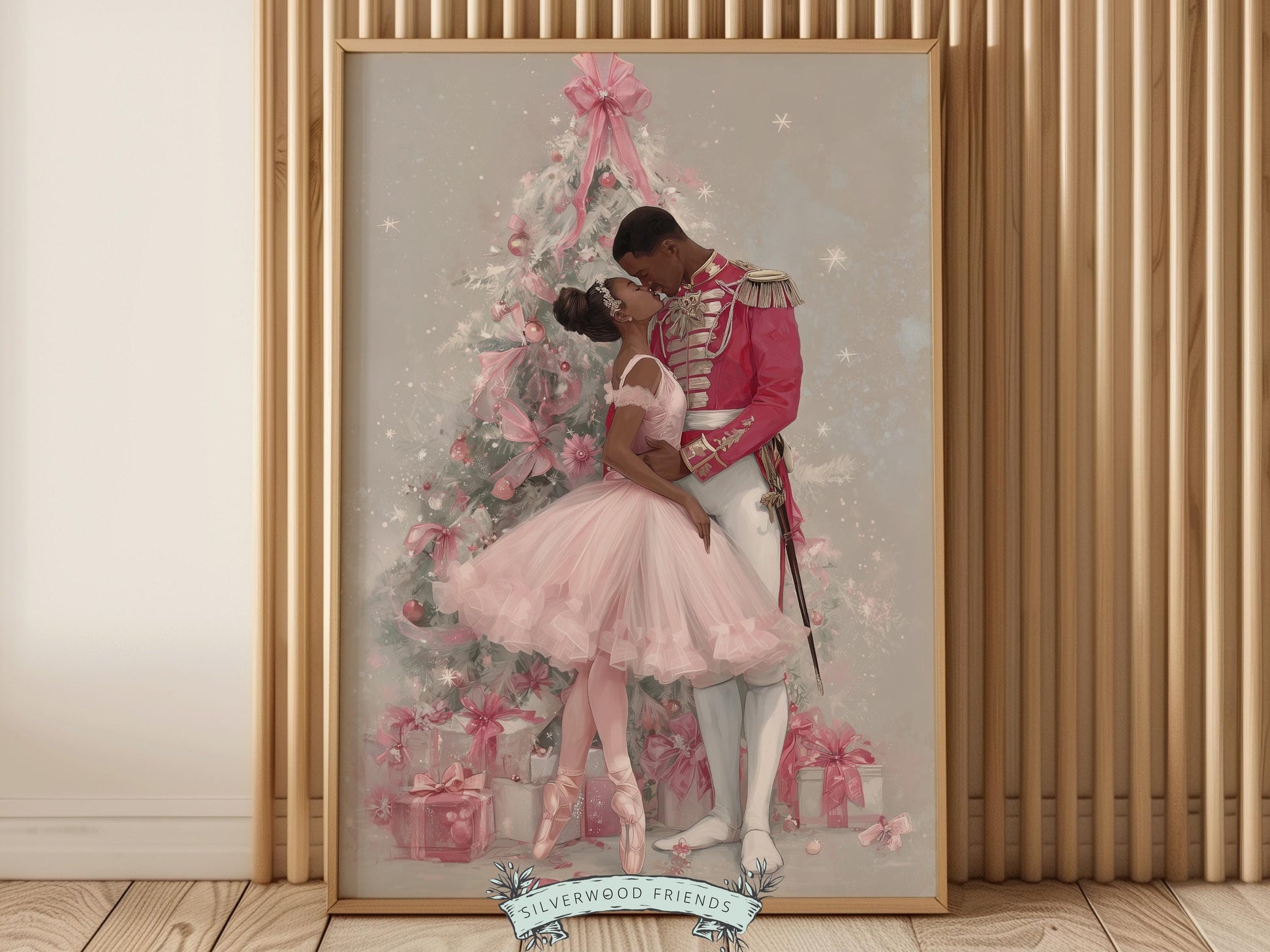 African American Nutcracker Ballet Christmas Print, Black Ballerina and Nutcracker Christmas Printable Wall Art, Digital Download