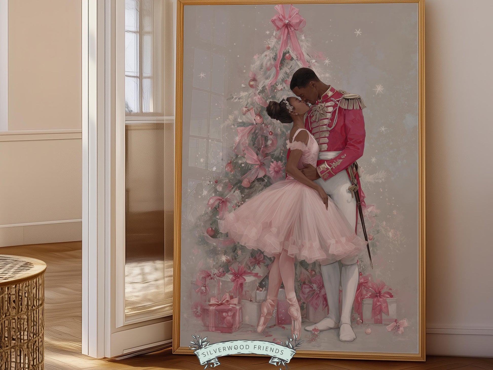 African American Nutcracker Ballet Christmas Print, Black Ballerina and Nutcracker Christmas Printable Wall Art, Digital Download