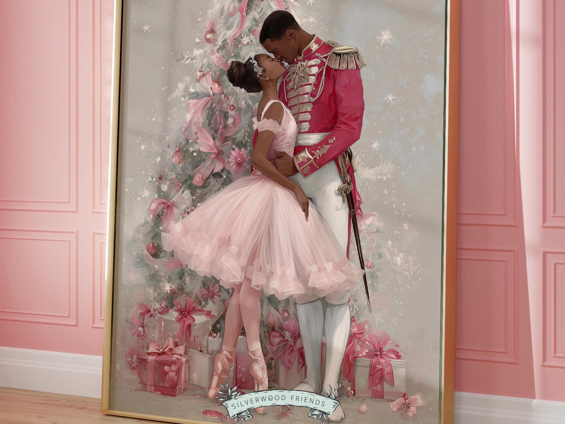 African American Nutcracker Ballet Christmas Print, Black Ballerina and Nutcracker Christmas Printable Wall Art, Digital Download