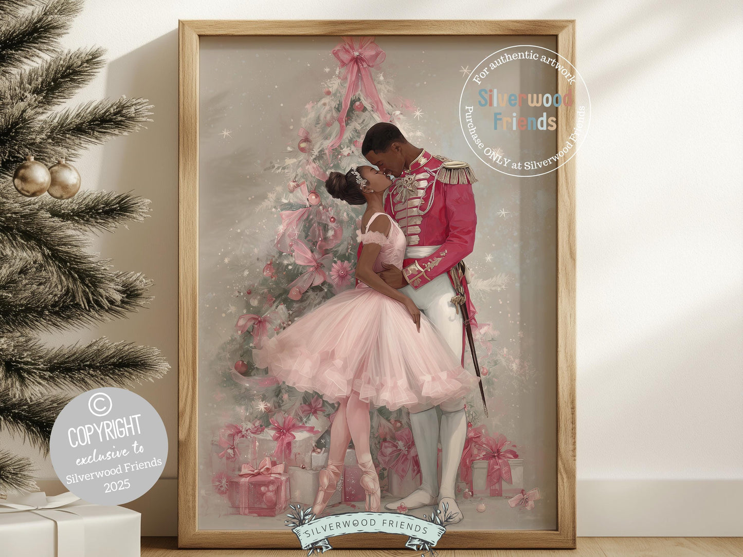 African American Nutcracker Ballet Christmas Print, Black Ballerina and Nutcracker Christmas Printable Wall Art, Digital Download