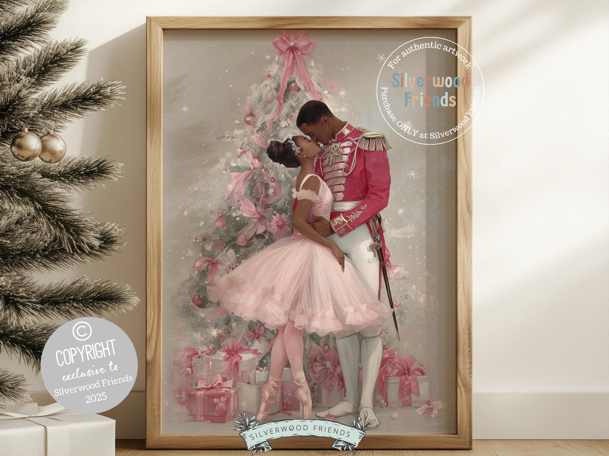 African American Nutcracker Ballet Christmas Print, Black Ballerina and Nutcracker Christmas Printable Wall Art, Digital Download